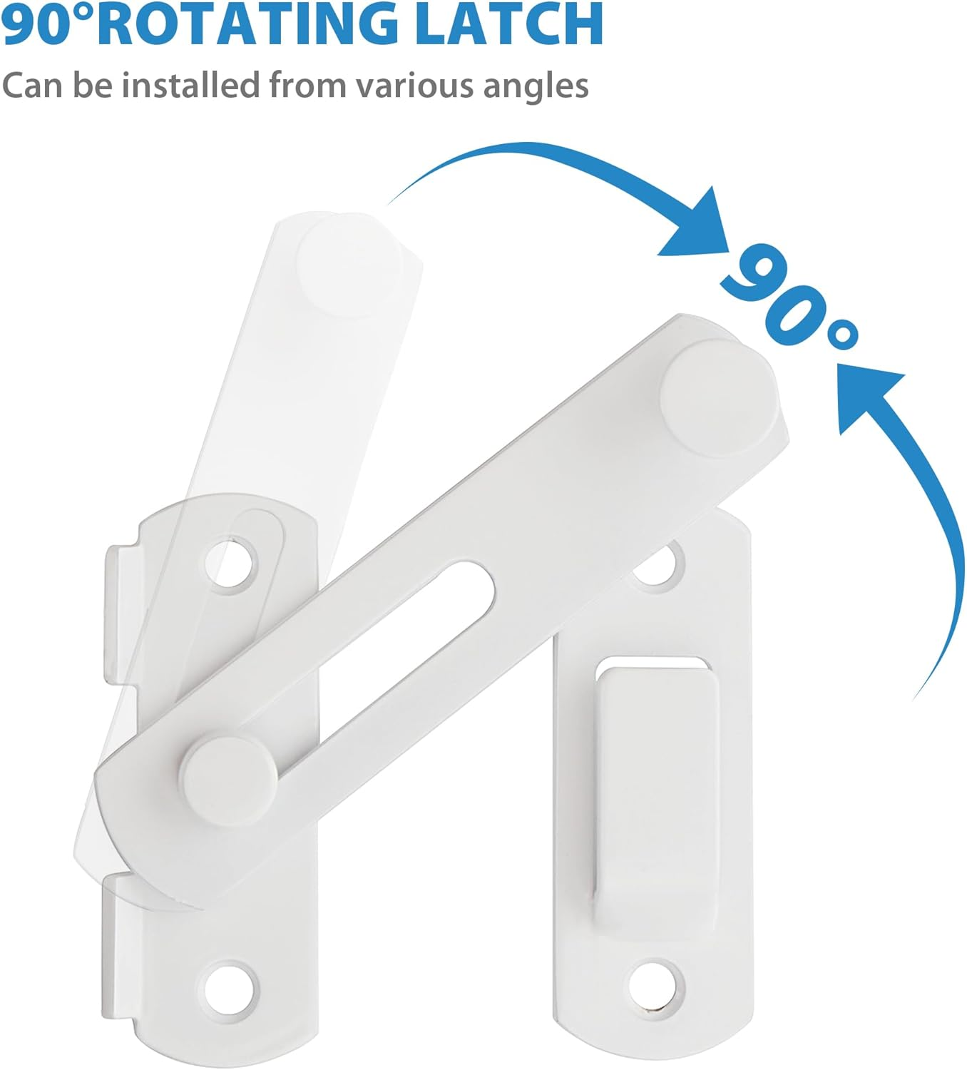 Alise 4 Inch Heavy Duty Flip Latch Gate Latches, Safety Door Lock for Barn Wood Fence Sliding French Doors,Sus304 Stainless Steel Gate Hardware. White Finish MS9500-W image number 3