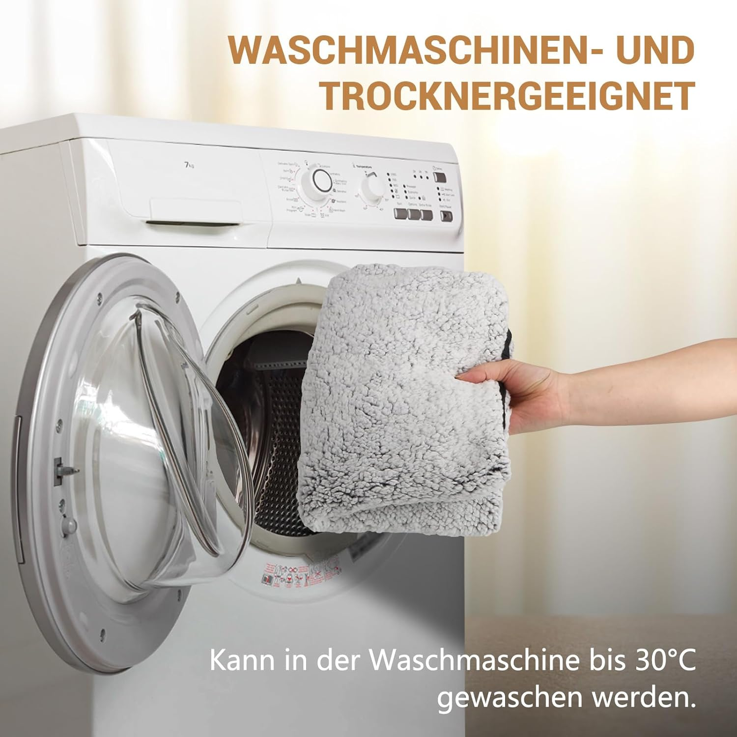 MOCOBO Cat Blanket, Heat Blanket, Washable, Non-Slip Base, Cream - 60 X 40 Cm image number 5