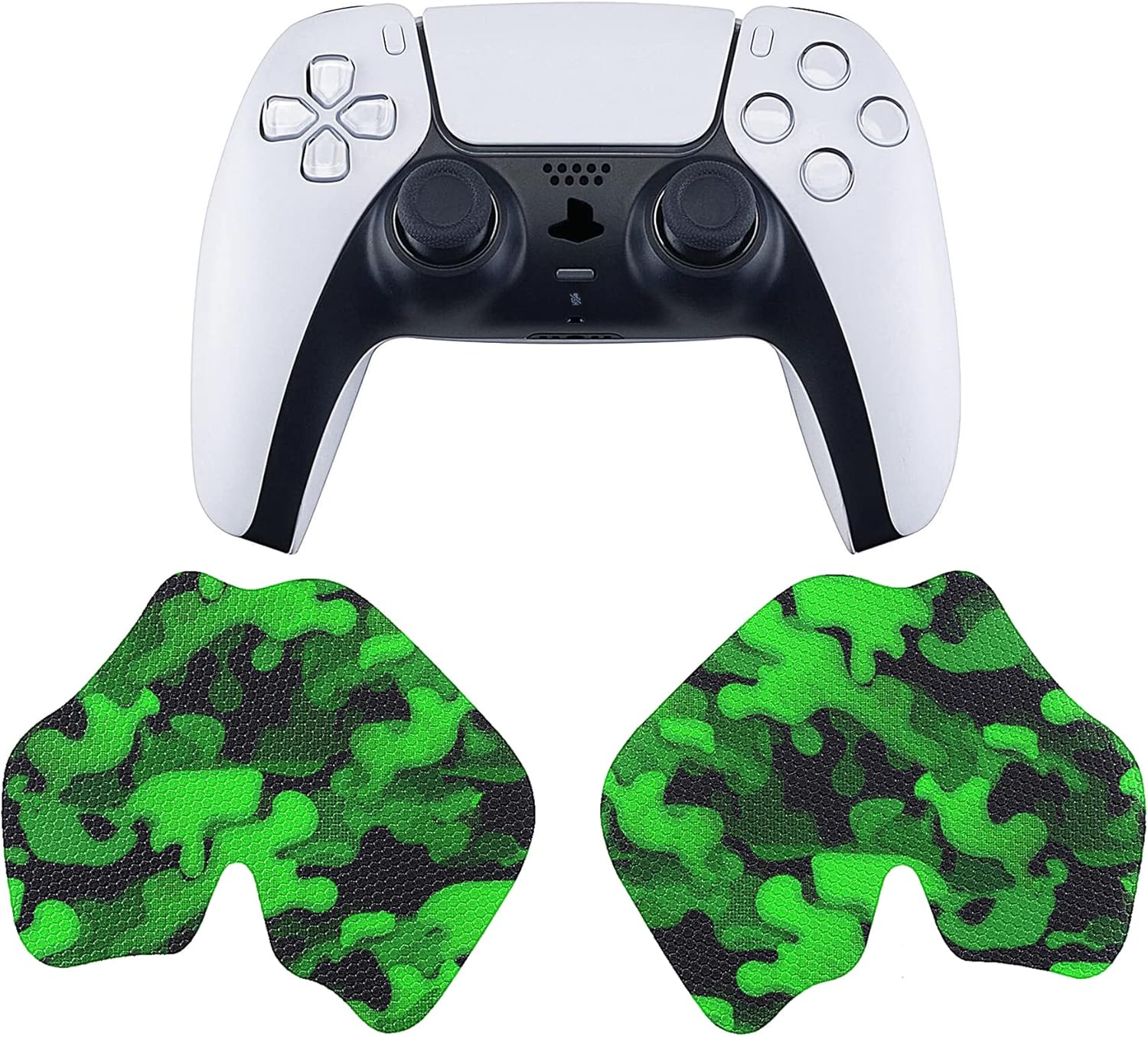 Playvitalanti-Skid Sweat-Absorbent Controller Grip for Ps5 Controller, Professional Textured Soft Rubber Pads Handle Grips for Ps5 Controller - Black Green Camouflage