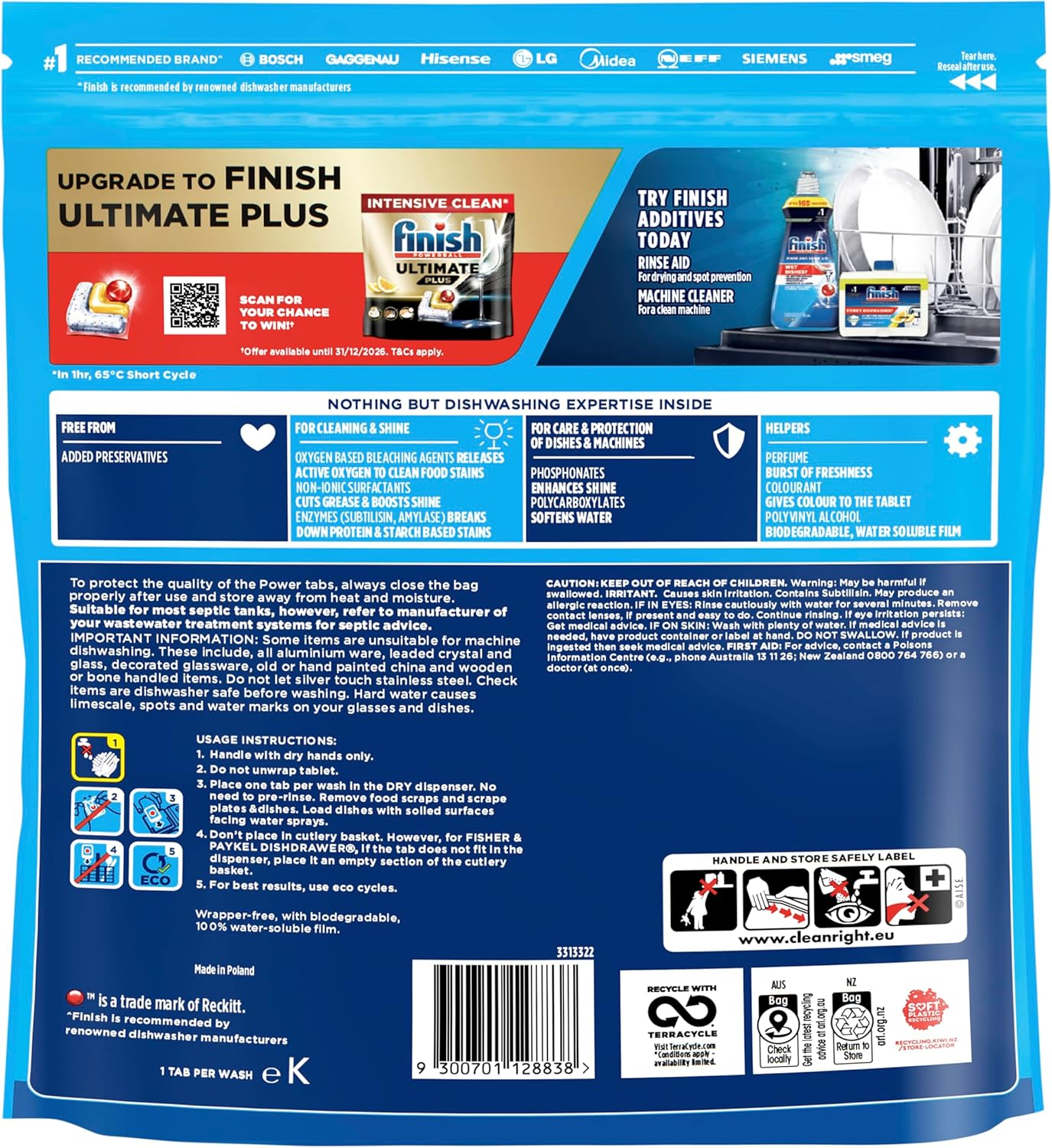 Finish Power Dishwasher Tablets Lemon 80 Pack image number 1