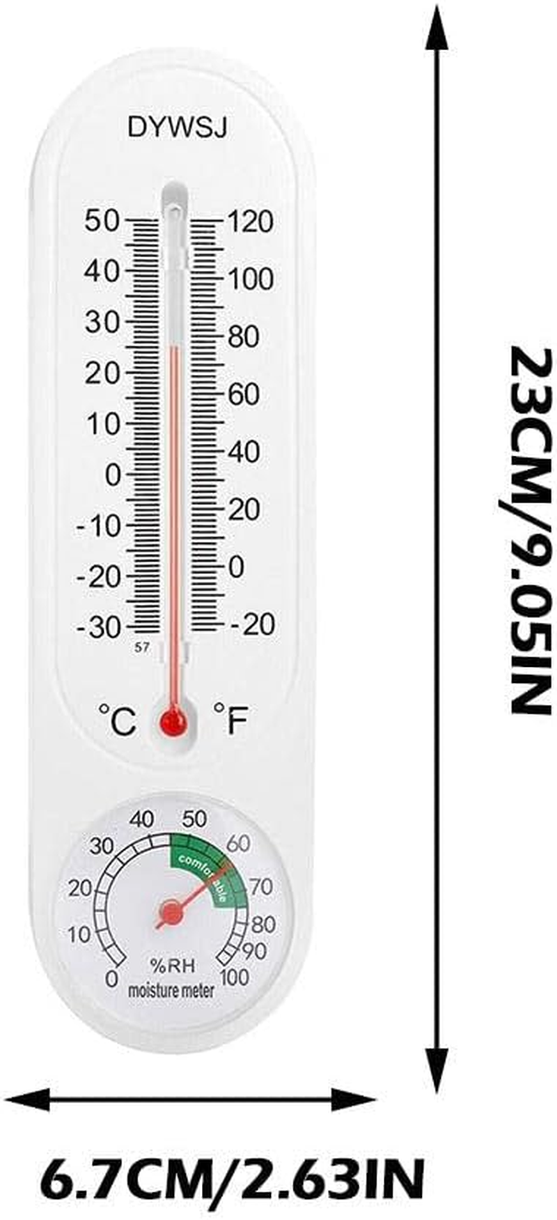 Thermometer Indoor with Humidity, Outdoor/Indoor Wall-Mounted Thermometer Hygrometer with Celsius/Fahrenheit for Patio Cellar Garden Greenhouse image number 2