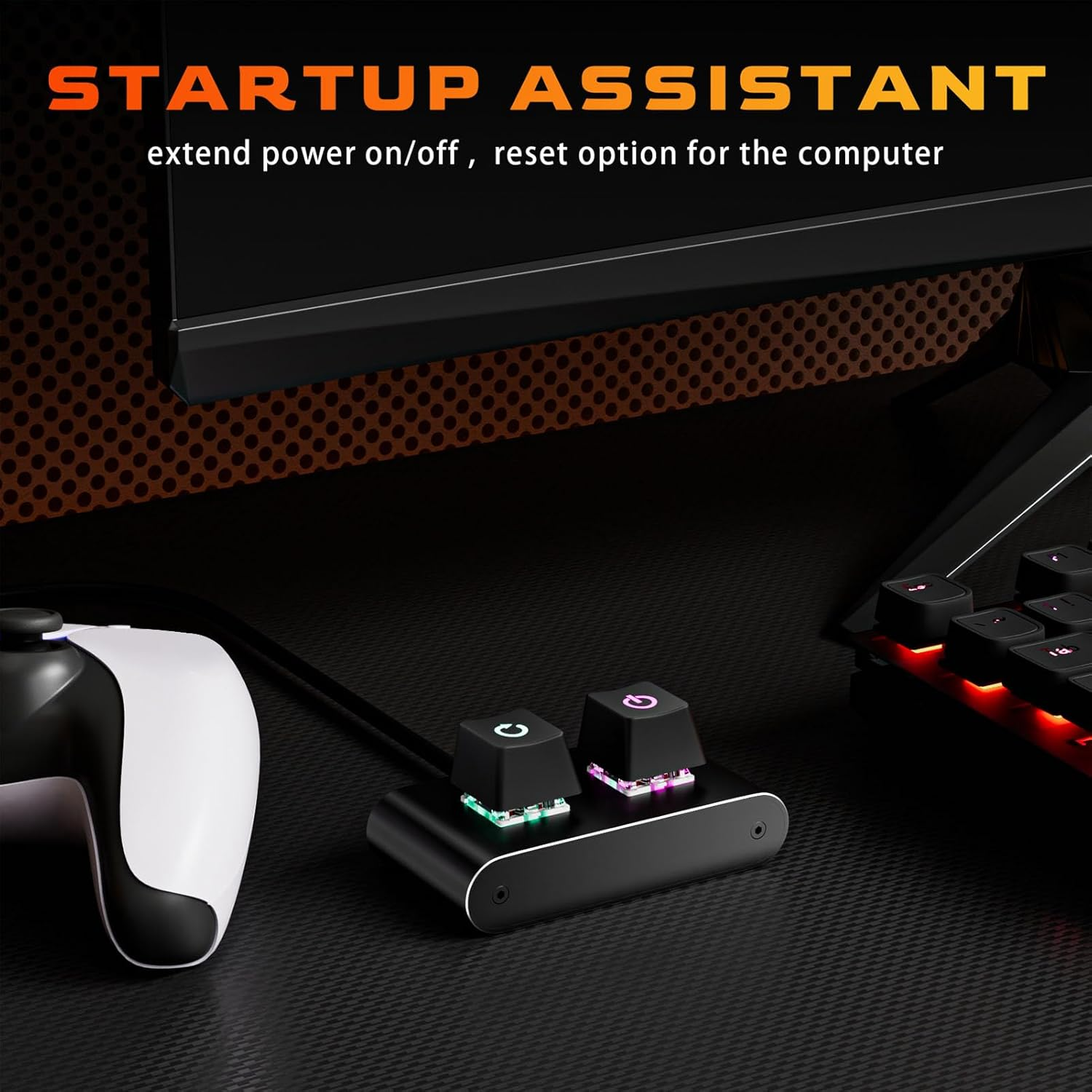 Jectse Desktop Computer Power Switch Power Supply Cable, External PC Power Button Extension Cable with on off Reset Switch for Computer Motherboard image number 2