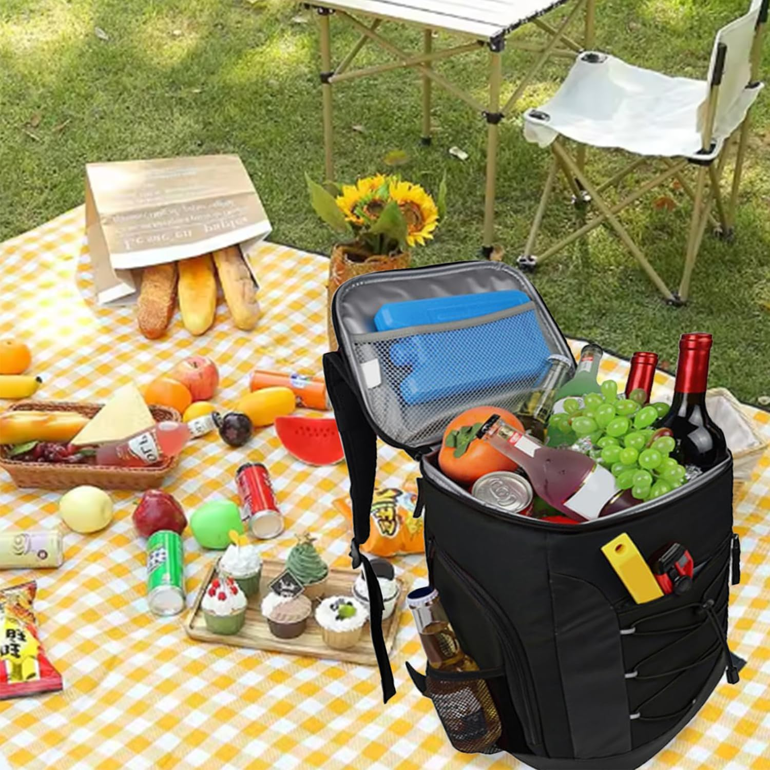 Roczential Picnic Backpack, Large Comfort Insulated Cooler Backpack, Backpack Cooler Insulated and Leakproof, Camping, Beach Fishing Travel Outdoor Leakproof Cooler Backpack 30L image number 6