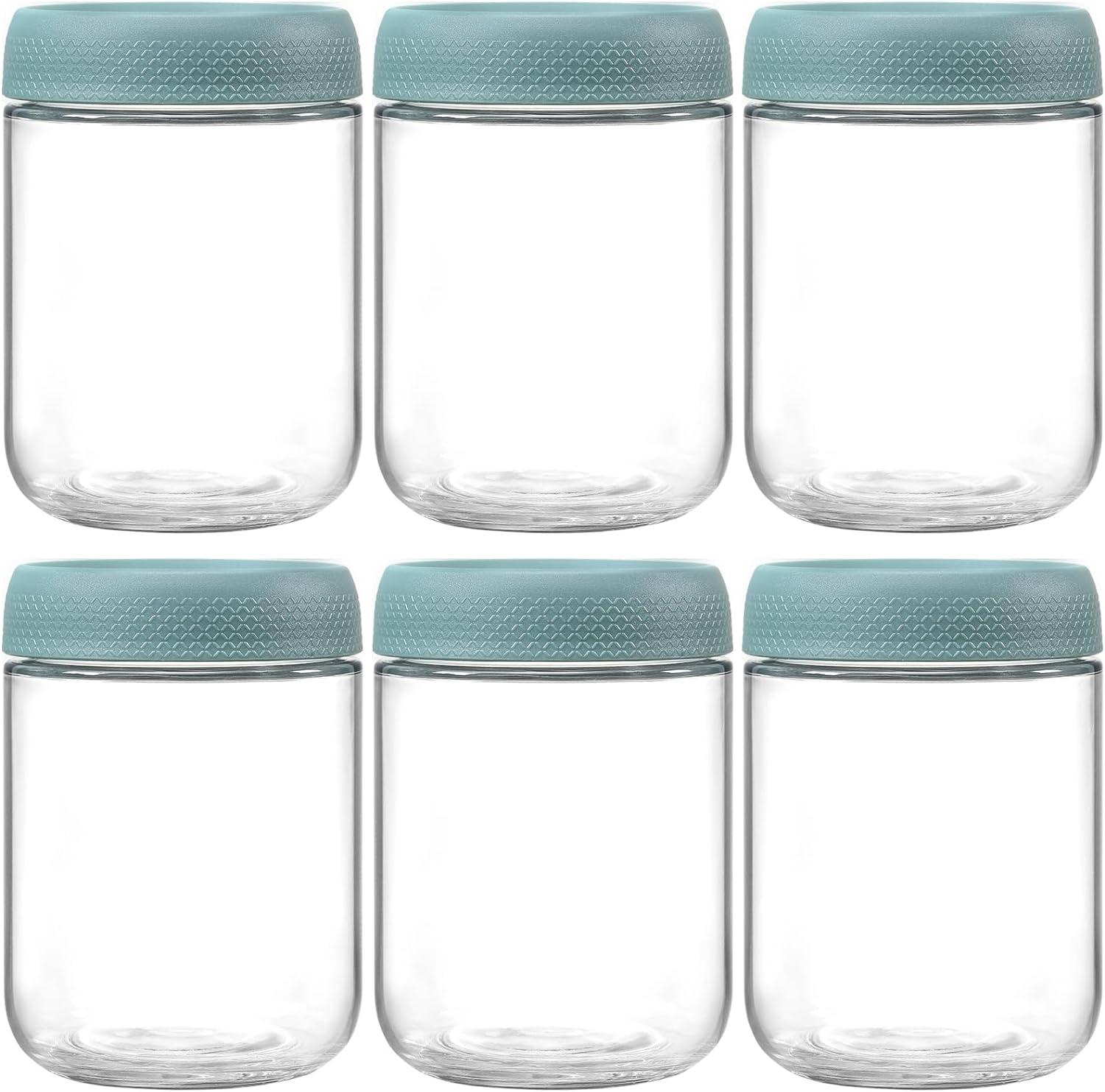 NETANY 6-Pack 16 Oz Overnight Oats Containers with Lids, Glass Jars with Airtight Lids, Wide Mouth Mason Salad Jars, Glass Food Storage Containers for Snacks Yogurt Spice Sugar