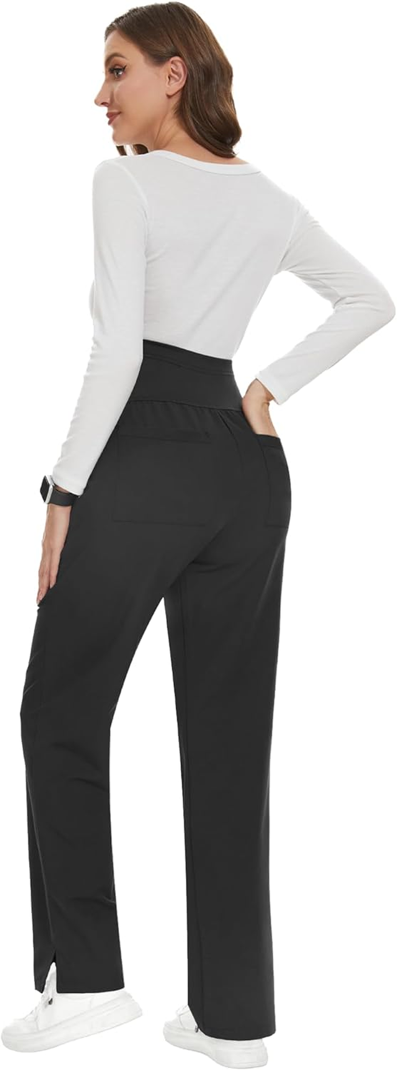 POSHGLAM Women'S Maternity Scrubs Pant Workwear Casual Cargo Pregnancy Pants, S-XXL image number 1