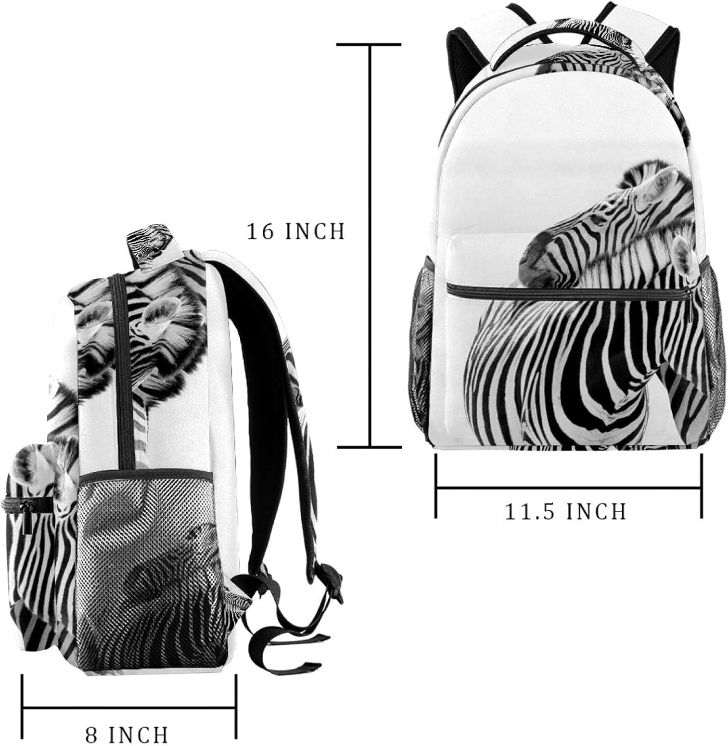 Zebra Backpack Students Shoulder Bags Travel Bag College School Tote Backpacks image number 4