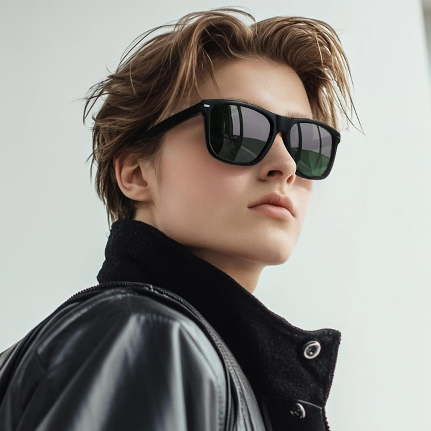 ZENOTTIC Square Sunglasses Mens Polarized: Square Sunglasses UV400 Protection - Classic Sunglass Retro Frame - C03 Yellow Demi / Grey image number 3