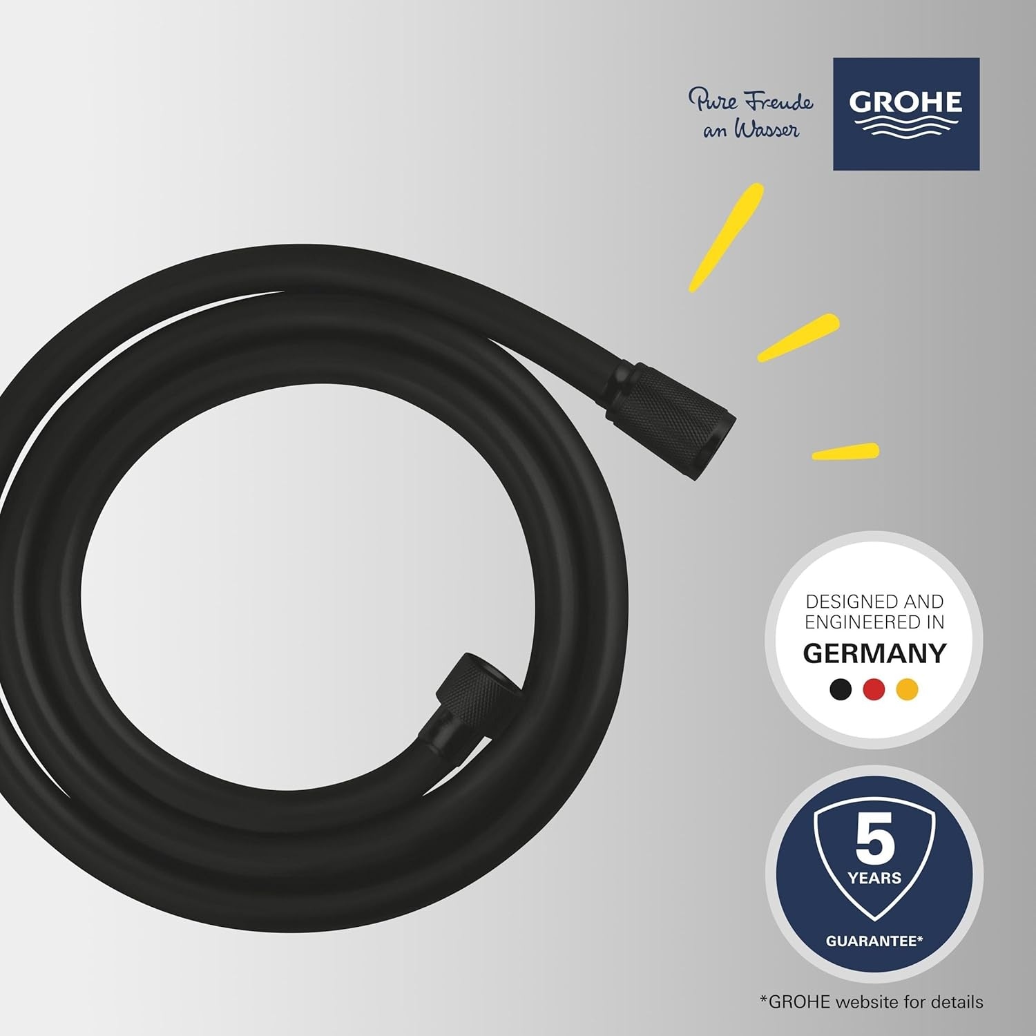 GROHE Vitalioflex Trend 287412432 Shower Hose 1.75 M Flexible Kink-Resistant Shower Hose Pressure Resistant Universal Connection No Sealing Rings Required Black image number 6