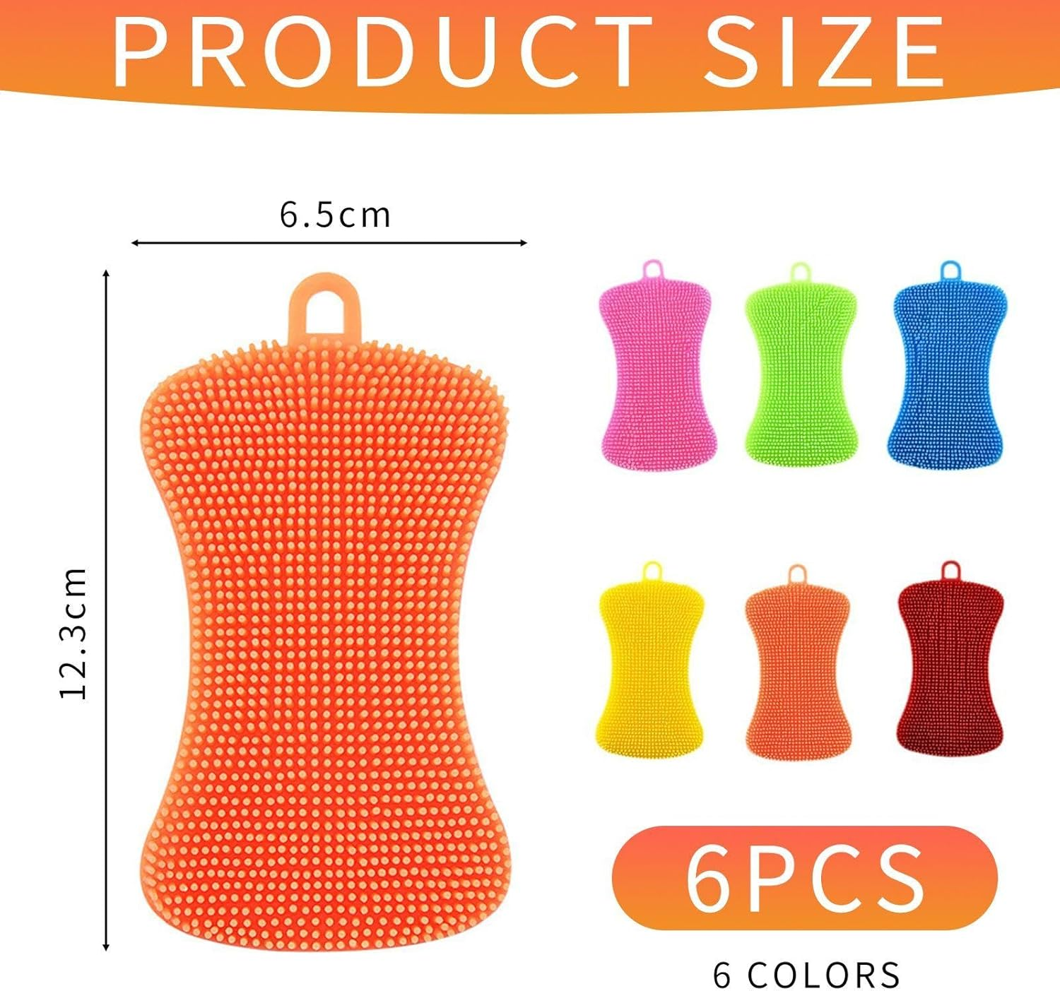 UOPJDD 6 Pieces Silicone Dishwashing Brush, Kitchen Tools, Brush Brush, Durable Dishwashing Brush, Multi-Purpose Cleaning Tools image number 5