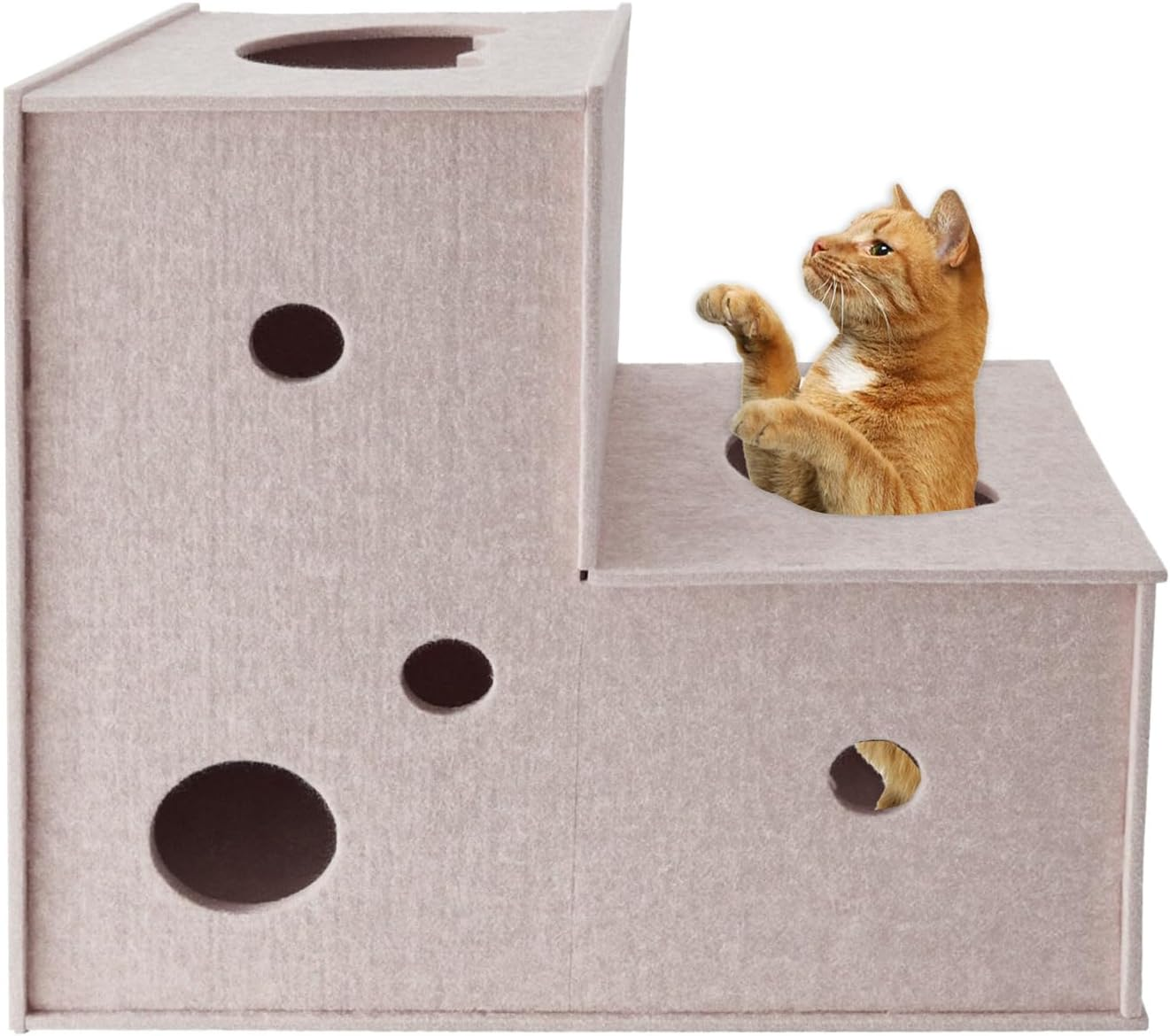 Cat Tunnel for Indoor Cats,Diy Transformable Cat Hideaway Cave,Kitten Play Tubes and Tunnels,Felt Peekaboo Cat Toy with Interactive Peek Holes (Grey, L-Shape Tunnel)