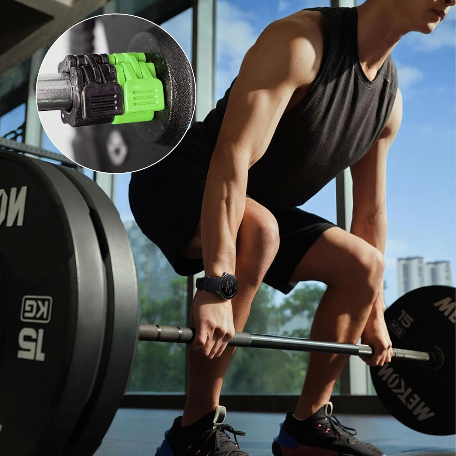 Leralsta Barbell Clamps 1 Inch, Exercise Collars 1"(25Mm) Quick Release Pair of Locking Collar Clips for Workout Weightlifting Fitness Training (Green) image number 4