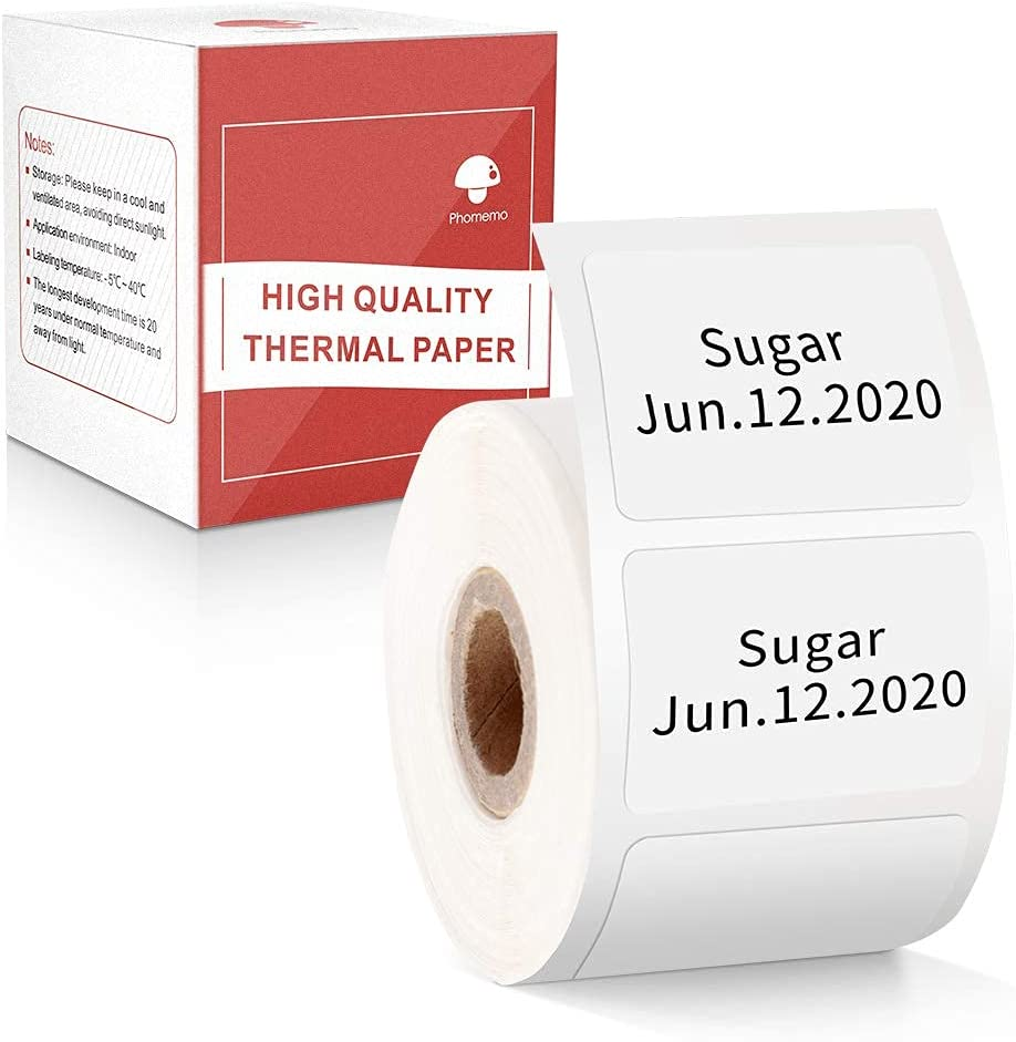 Phomemo M110 Multi-Purpose Square Self-Adhesive Label for Phomemo M110/M221/M150/M120/M220 Label Printer,1.57"X1.18"(40X30Mm),Black on White Labelfor Small Business, Home, Office, 230 Labels/Roll