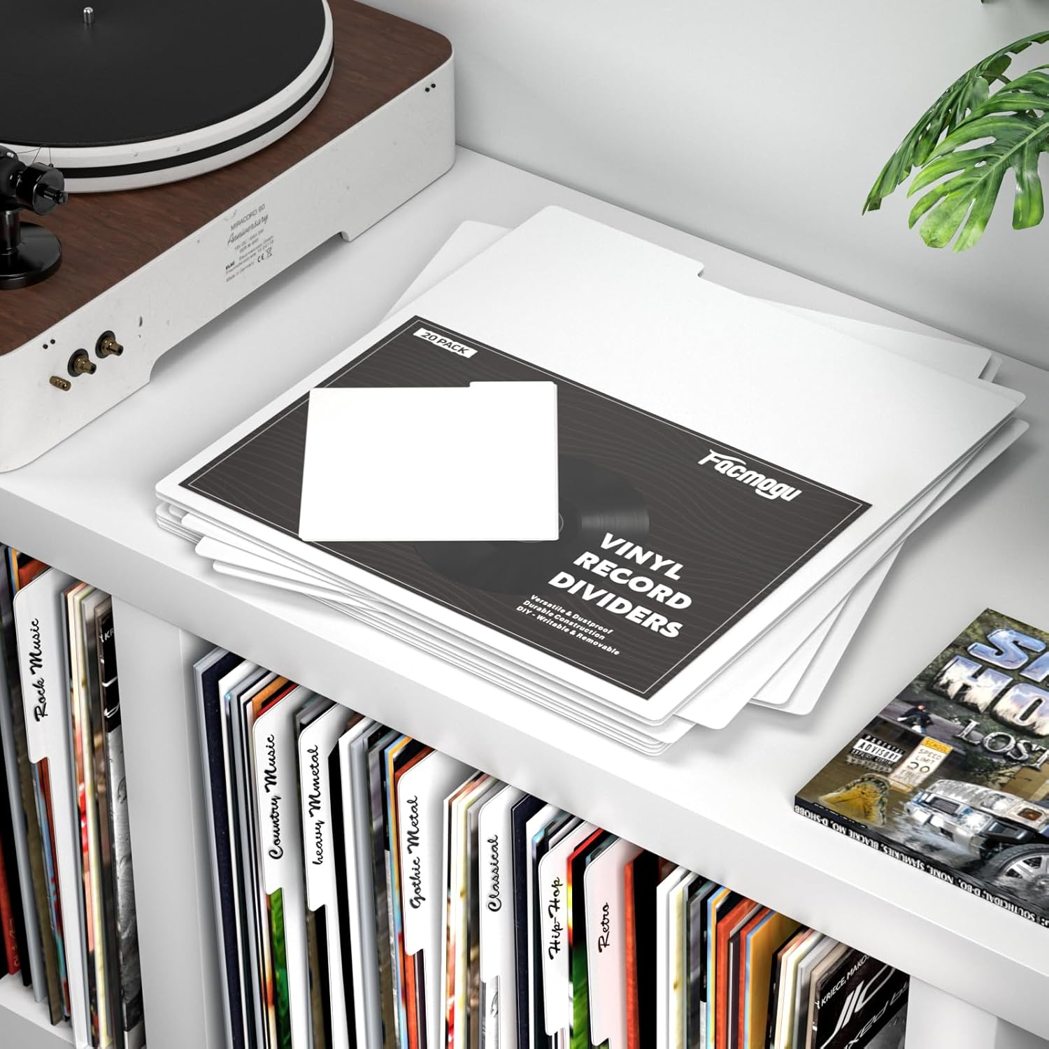 Facmogu 20PCS Vinyl Record Dividers, Upgrade Thicker 12" Plastic Vinyl Record Divider, Reusable DIY Blank Album Vinyl Separators for LP DVD Record Organization, Writable 33 RPM Record Dividers - White image number 5