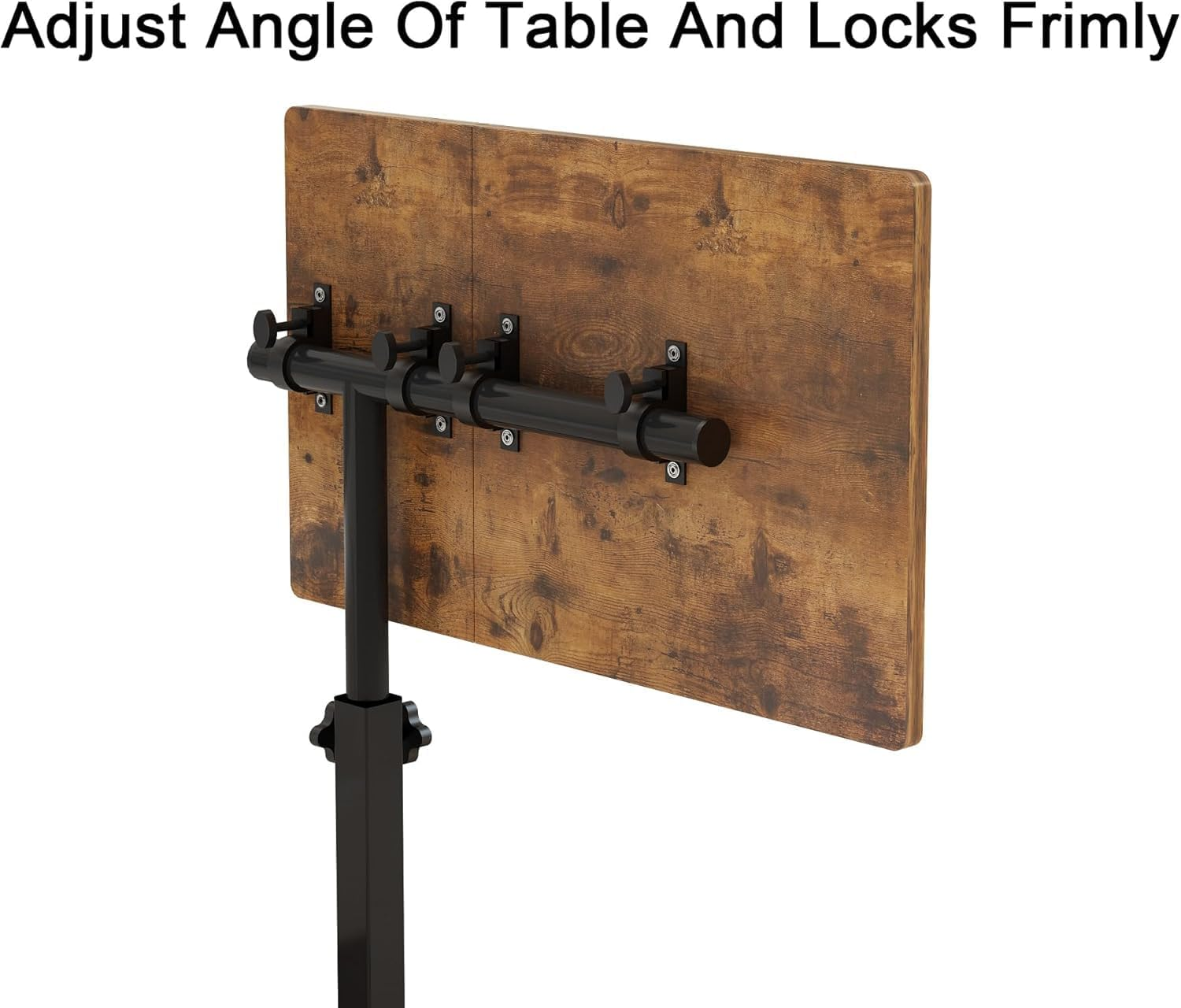 Kapeicamper Brown T-Shape Overbed Table with Wheels, Adjustable Tiltable Laptop Stand Desk, 15.7X13.7X23.6 Inches, 22 Lbs Load Capacity image number 4