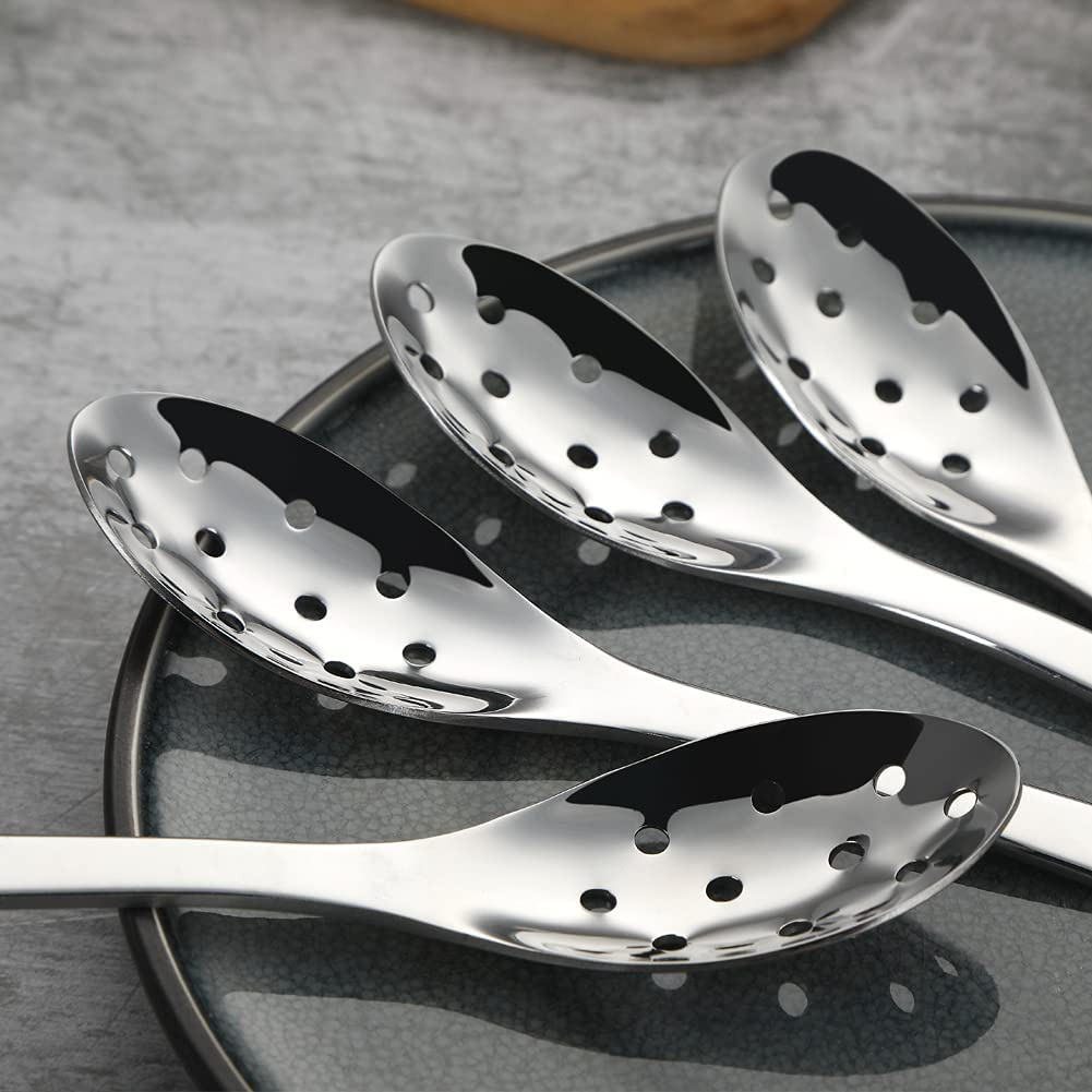 4 Pcs Slotted Spoons,Durable Stainless Steel Soup Spoons,Small Strainer for Home Restaurant Dinner image number 5
