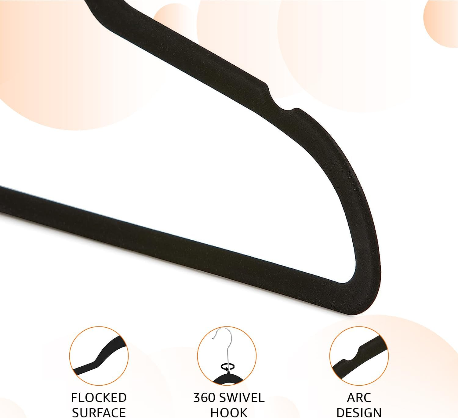 Amazon Basics Slim, Velvet, Non-Slip Suit Clothes Hangers, Black/Silver - Pack of 30 image number 2