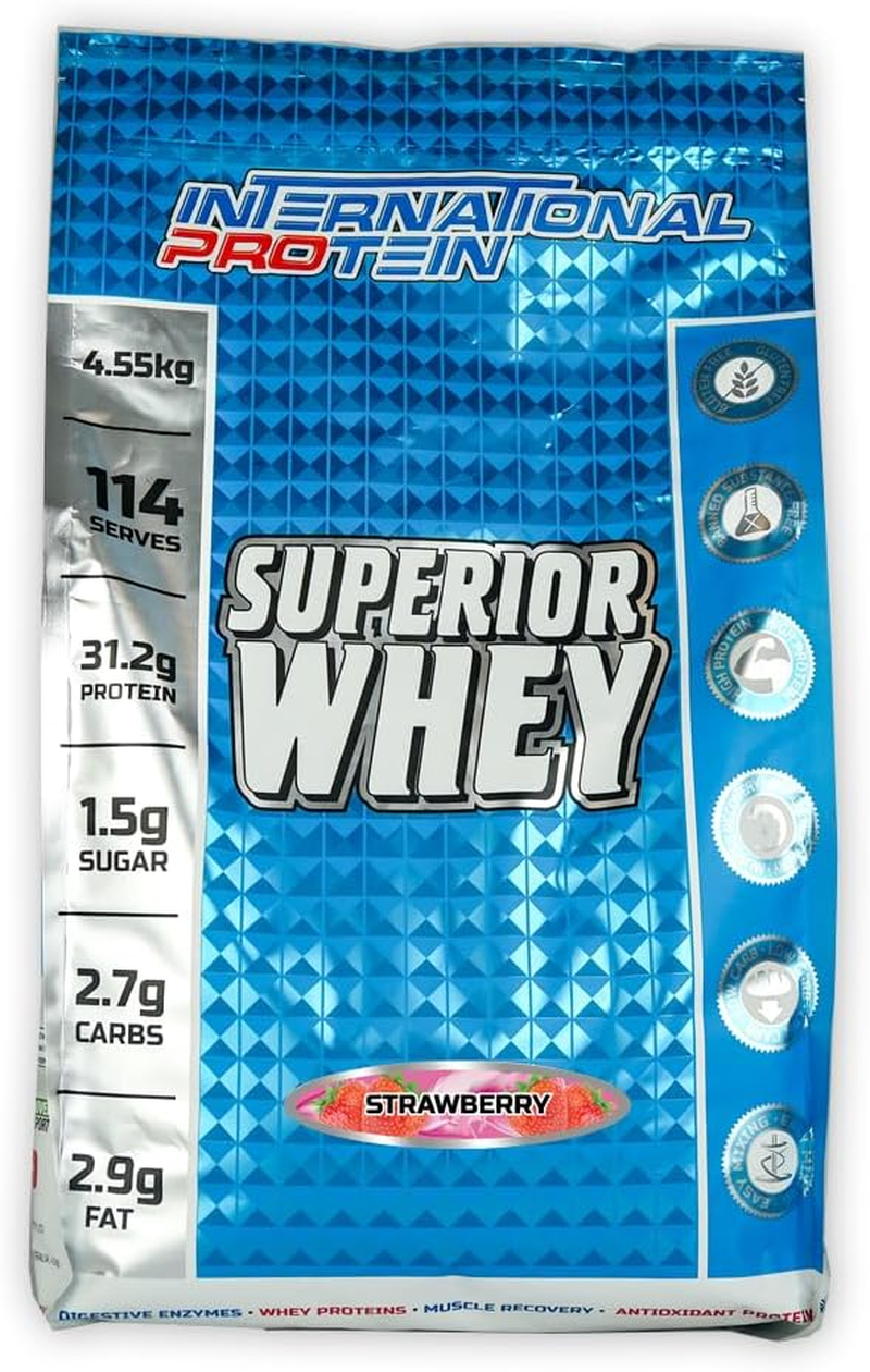 International Protein Superior Whey Strawberry Protein Powder 4.55 Kg