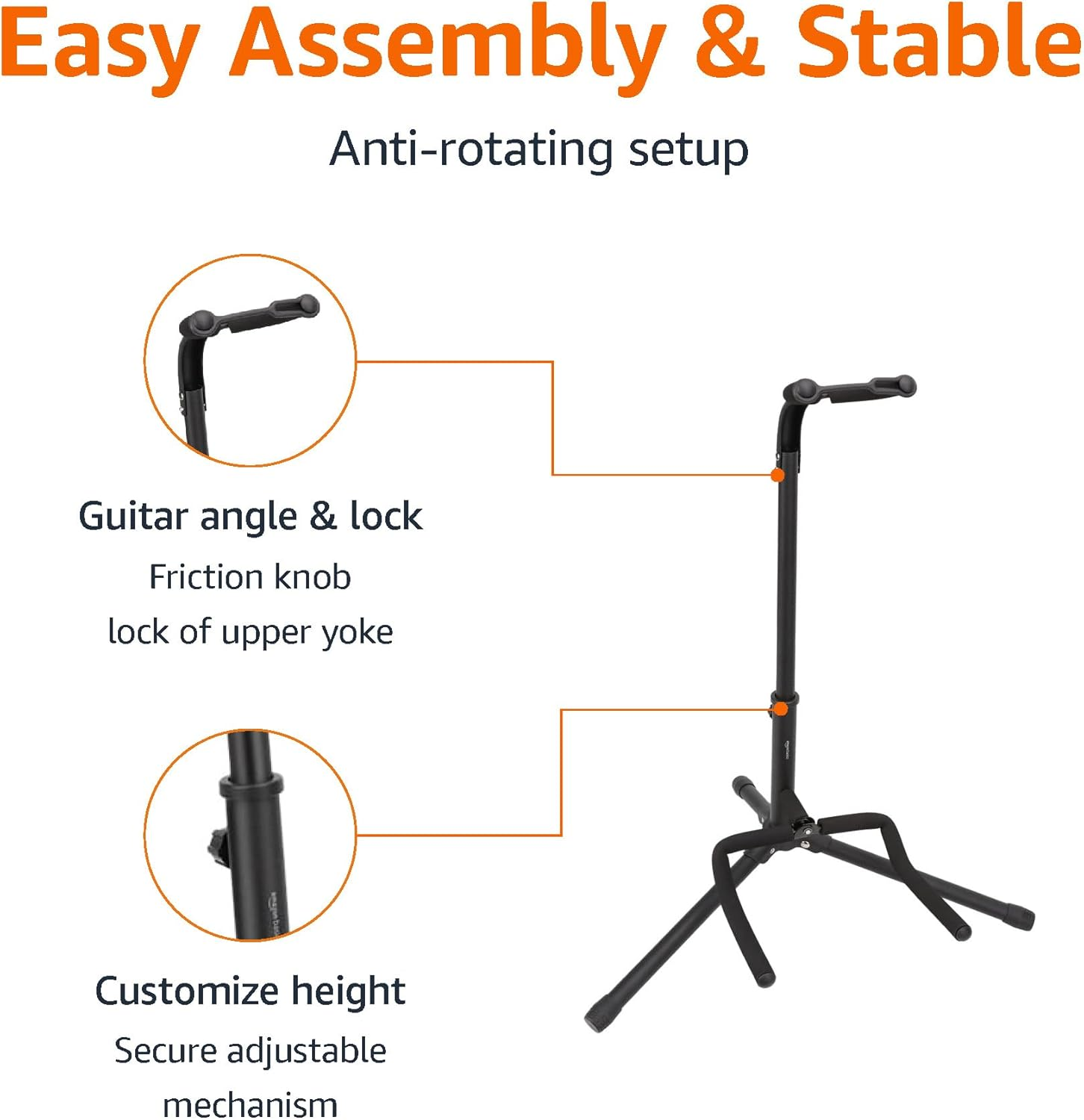 Amazon Basics Guitar Stand, Neck Support - for Home, Music Stores, Recording Studios, Display & Storage, Black image number 1