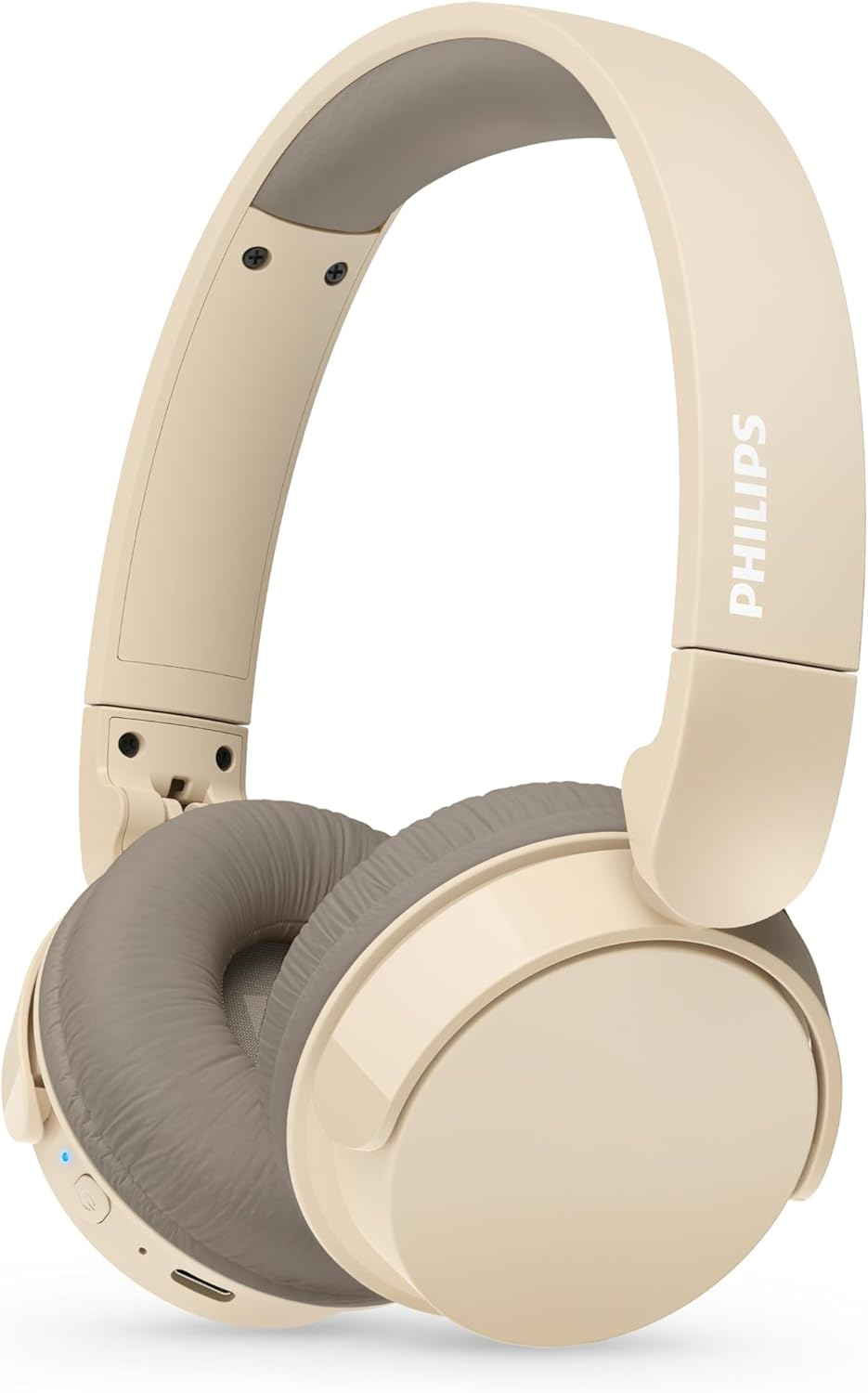 PHILIPS TAH3209BG Lightweight On-Ear Wireless Bluetooth Headphones with Passive Noise Isolation - 25 Hours Playtime, Clear Calls, Dynamic Bass, 2 Hours USB-C Charging - Beige