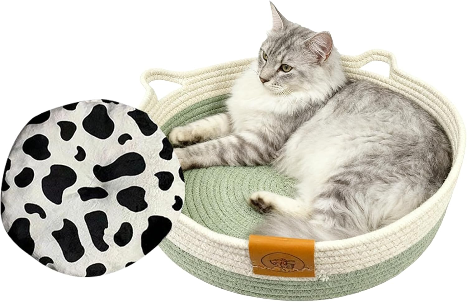 Cat Basket Bed | Cotton Rope Pet Supplies with Mat | Cute Kitten Bed Cat Basket | for Kitten Bunny Small Dog Pet Animal Toy Snack Storage Indoor Bedroom Living Room Dorm