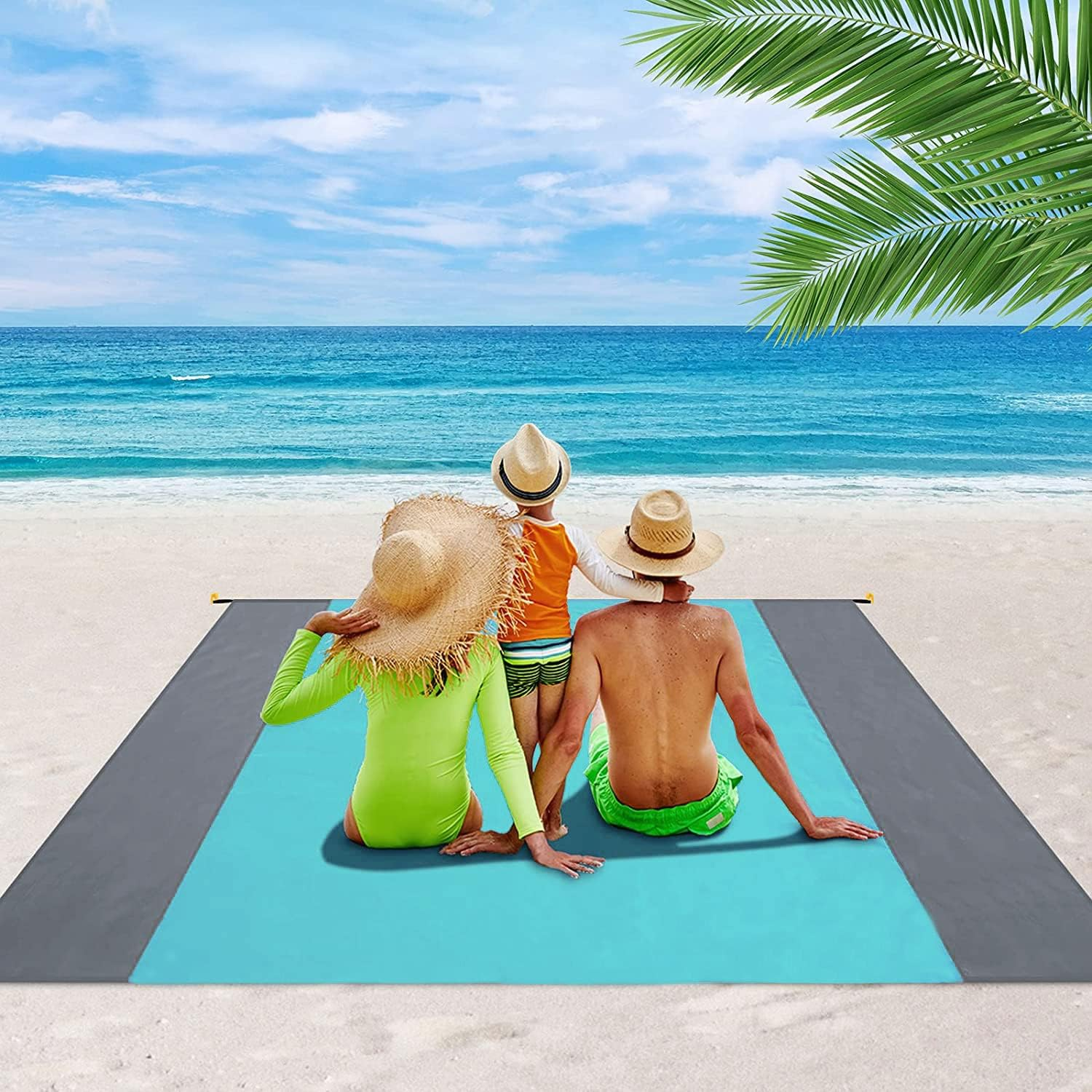 UKKQES Beach Blanket Oversized Extra Large 200 X 210 Cm,Waterproof Sandproof Beach Blanket 1-7 Adults Lightweight Durable for Travel Camping Hiking Picnic