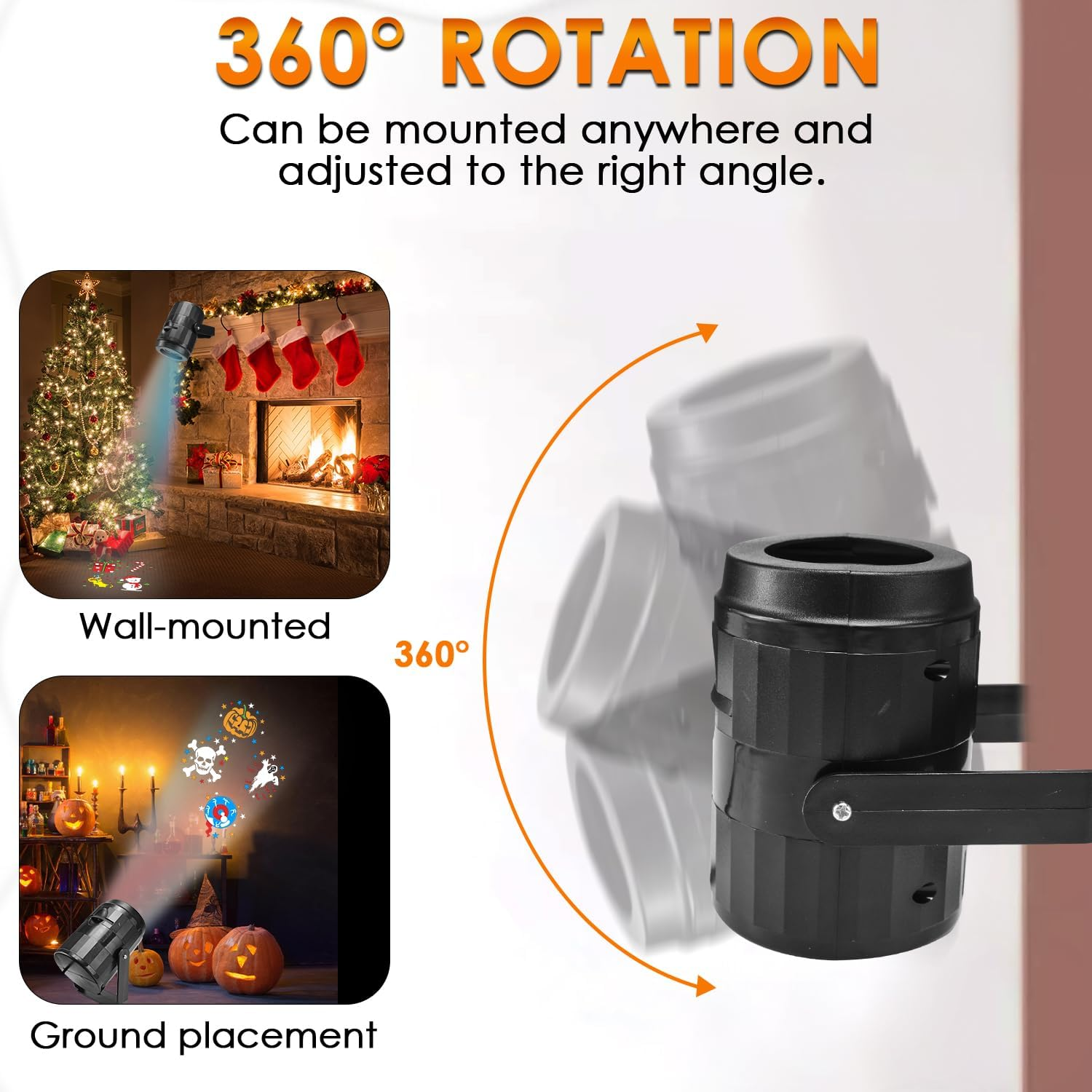 WOTOW 360&deg;Adjustable LED Light Projector for Halloween Christmas Decorations Indoor Outdoor Party Garden Home Bedroom image number 2