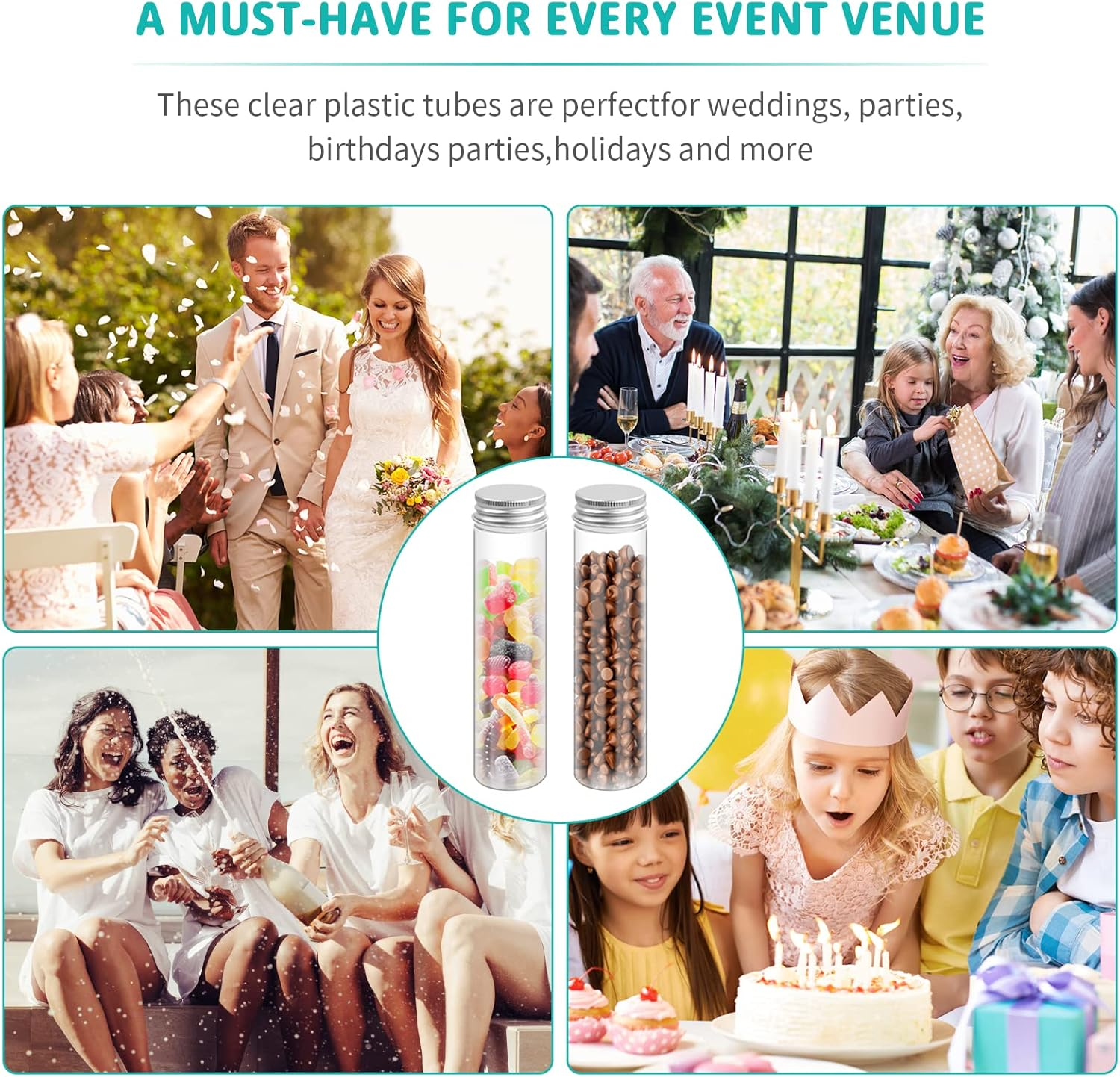 12 Pcs Clear Plastic Test Tubes with Screw Lid Caps, 110Ml Sample Test Bottle Storage Container Tubes for Laboratory Scientific Experiments Plant Cultivation Party Decoration Candy Salt Storage image number 2