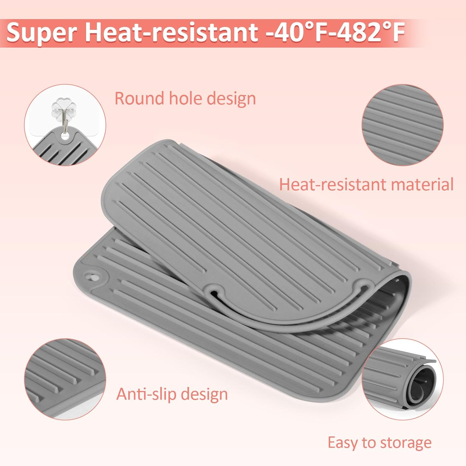 Quccefods Hairdressing Tools Silicone Heat Resistant Mat for Curling Irons, Hair Straighteners, Hair Styling Tools and Flat Irons image number 5