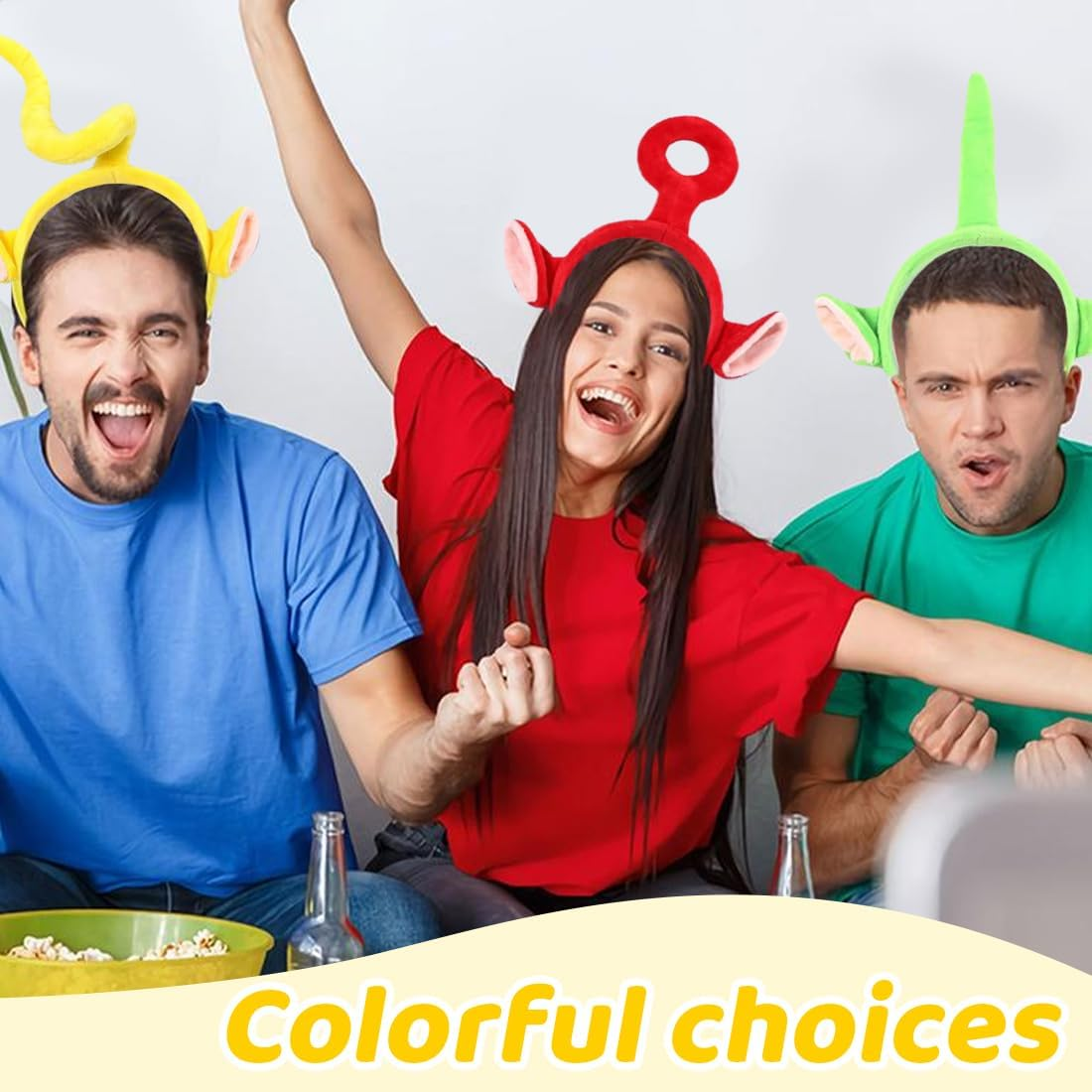 JAWUZ 4Pcs Cartoon Cute Teletubbies Style Hair Hoop the Teletubbies Plush Girls Headbands Washing Cute Face Hats 3D Hairpin Hair Accessories image number 4