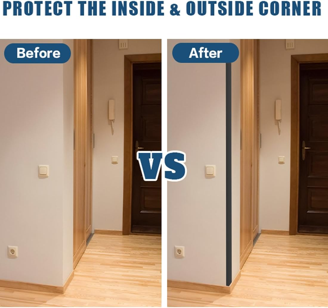 Flexible Self Adhesive Trim,Peel and Stick Trim,Wall Corner Protector,Corner Molding,Self Adhesive Corner Guards,For Wall Edge,Ceiling, Countertop,2Cm X3M.(Black)