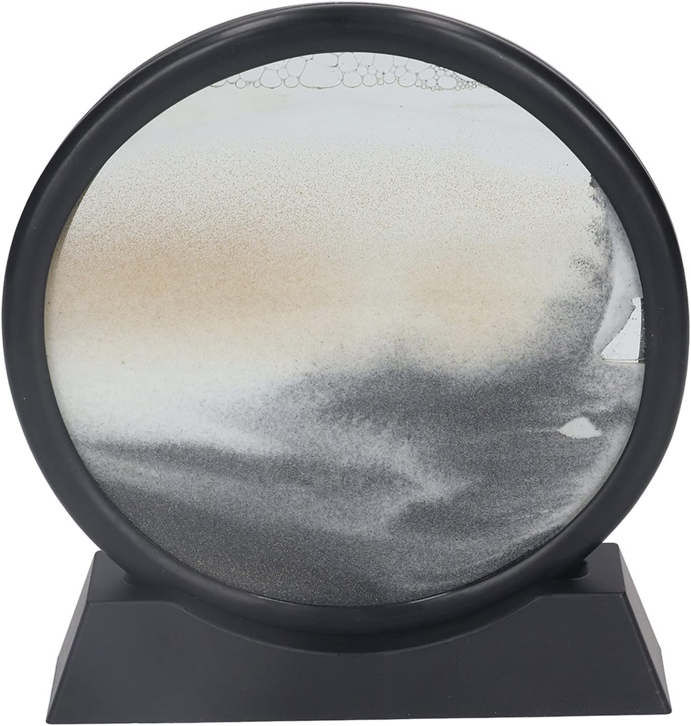 Moving Sand Art Picture, round Glass 3D Deep Sea Sandscape in Motion Display, Quicksand Painting Decor, Relaxing Desktop Toy for Kids, Adults, Home and Office Decor (Yellow)