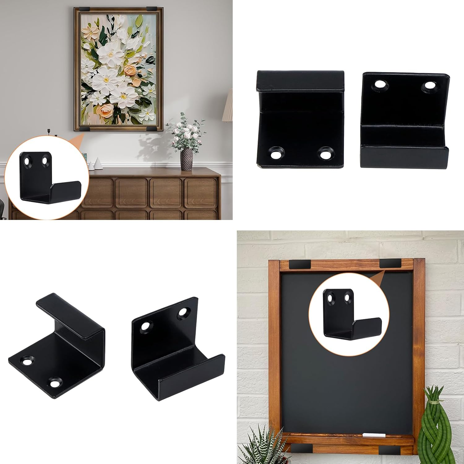 Coshar 10Pcs Tile Display Wall Hanger Thicken Stainless Steel Flat J Hook Hanger Billboard Hook Fastener - Black (Inner Width 25Mm) image number 6