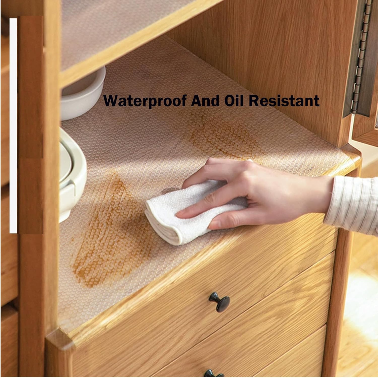 Shelf Liner，60Cm X 500Cm Non Slip Drawer Liner,Clear Non Adhesive Cupboard Kitchen Drawer Liners,Plastic EVA Protector Mat for Storage Drawers, Kitchen Shelf, Pantry Shelf,Cabinet image number 6