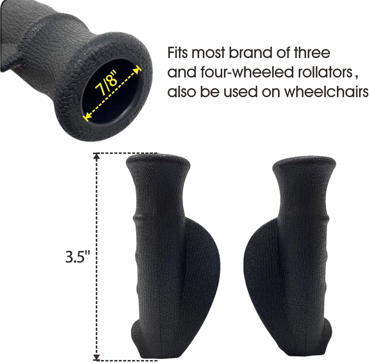 Rollator Hand Grip for Rolling Walker Replacement - Elderly & Disabled Patient Handgrips Accessories, 7/8", 2 Pcs (Black-A) image number 5