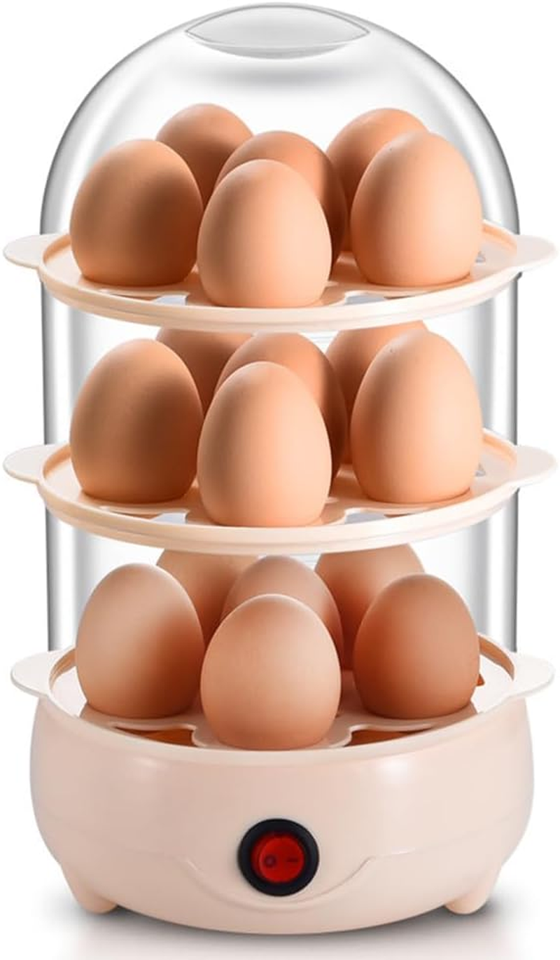 3 Tiers Egg Steamer, Double Layer Rapid Egg Cooker, Mini Egg Cooker Cooks 18 Eggs Perfectly with One-Button Operation for Vegetables Dumplings Buns with Automatic Shut Off, Noise Free (3 Tiers) image number 5