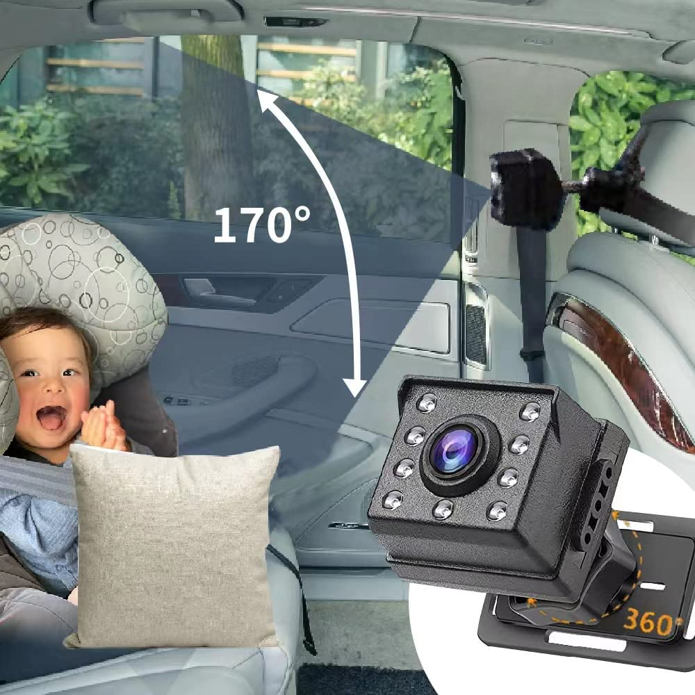 Baby Car Camera, 4.3 Inch HD 1080P Display, 150 Degree Wide Angle, 360 Degree Adjustable, Easy Headrest Mount, Real-Time Rear Seat View, Safe Driving Monitor for Infants image number 2