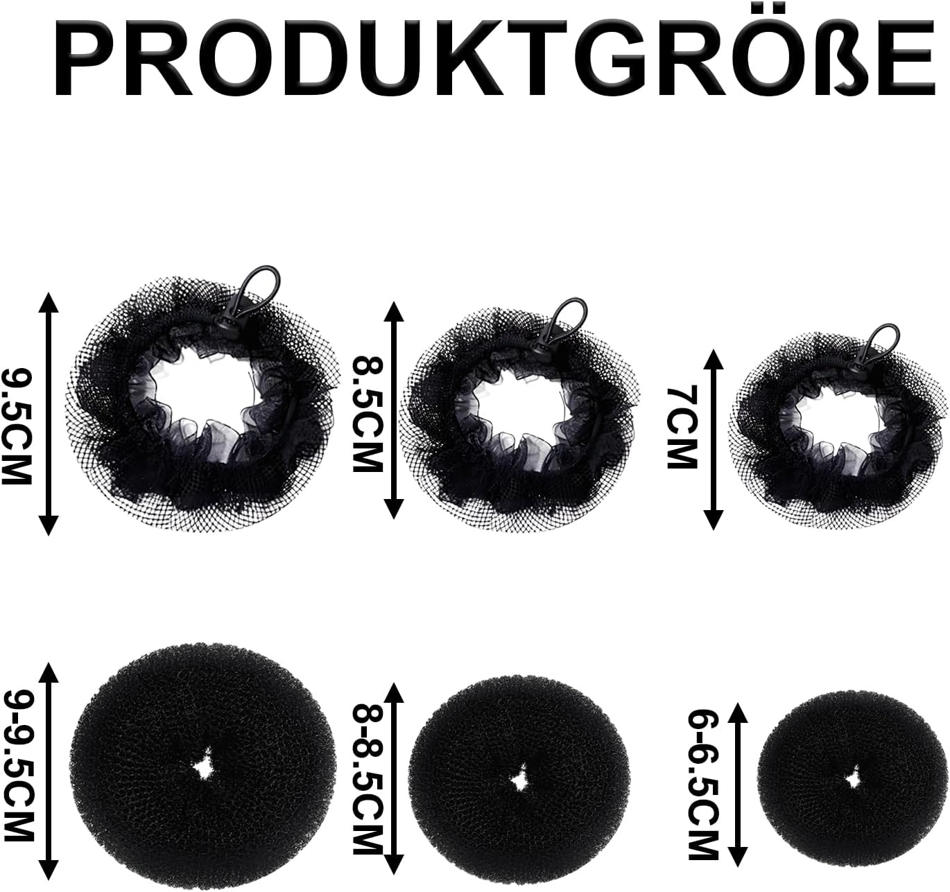 Pack of 6 Hair Net Bun with Bun Cushion, Ballet Hair Net Riding, Elastic Bun Net, Hairstyle Aid Bun Bun Net for Gymnastics, Rhythmic, Sports Gymnastics, Ballet, Figure Skating (Multicoloured 1) image number 2