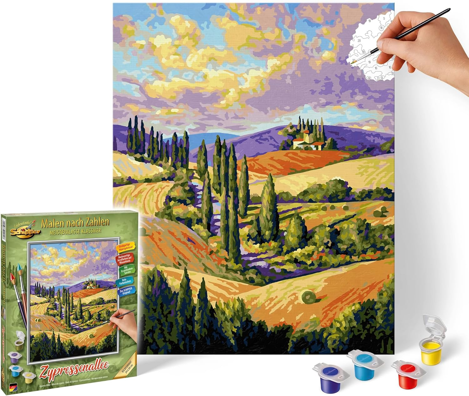 Schipper 609240911 Paint by Numbers - Cypress Alley - Painting Pictures for Adults, Includes Brush and Acrylic Paints, 24 X 30 Cm image number 5