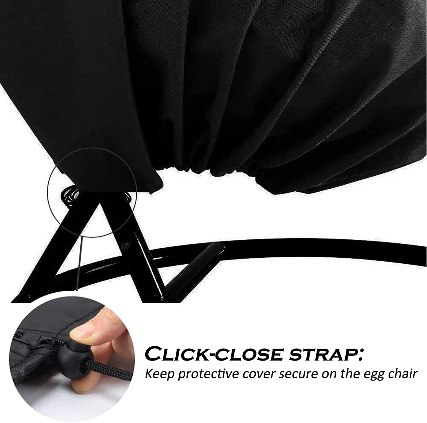 Egg Chair Covers, Outdoor Swing Egg Chair Cover Waterproof Anti-Dust with Zipper 210D Oxford Fabric Veranda Garden Lawn Chair Protector Furniture Accessory115X190Cm (Black) image number 6