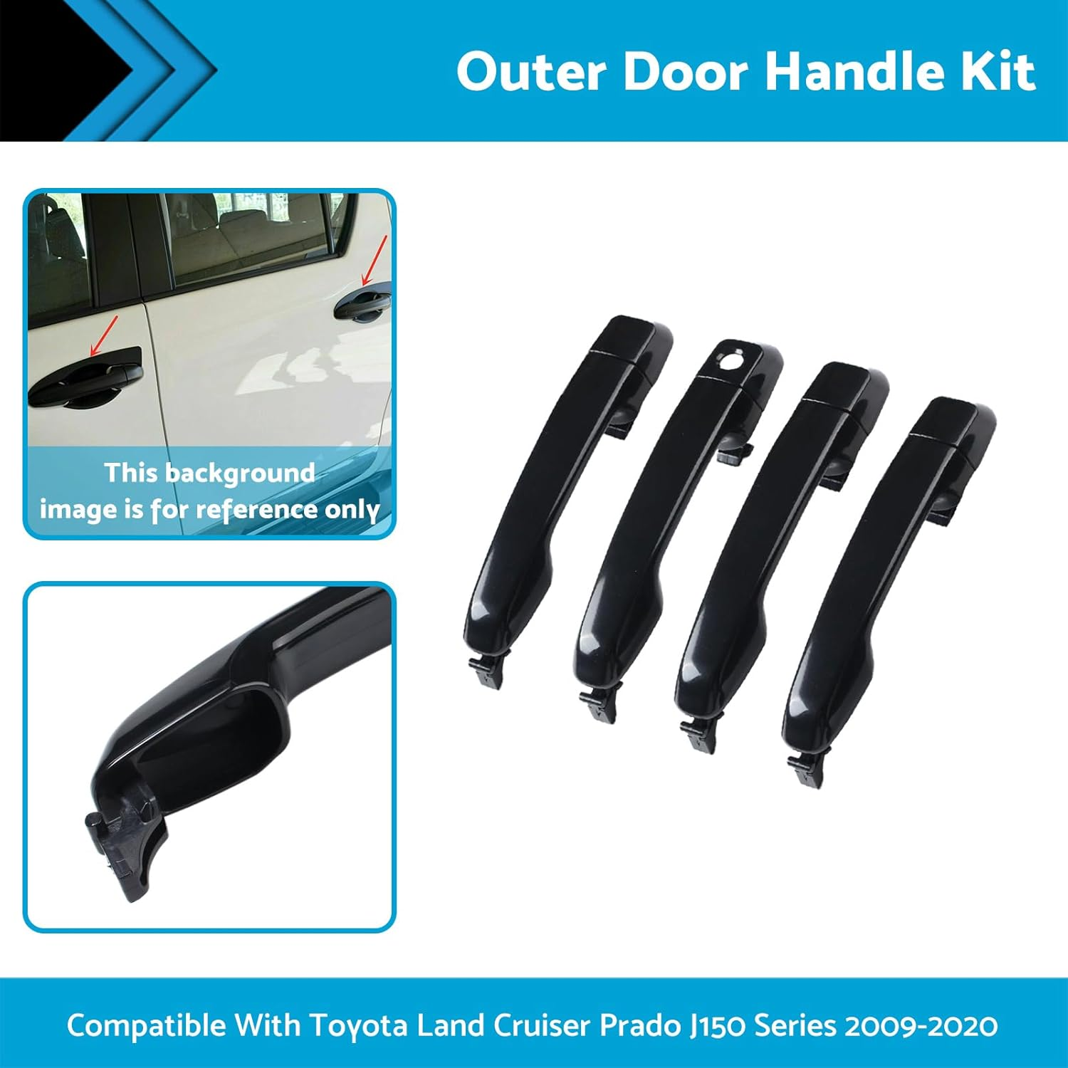 MAX COOL Outer Door Handle Front + Rear LH RH Suitable for Toyota Prado J150 Series 2009-2020 image number 5