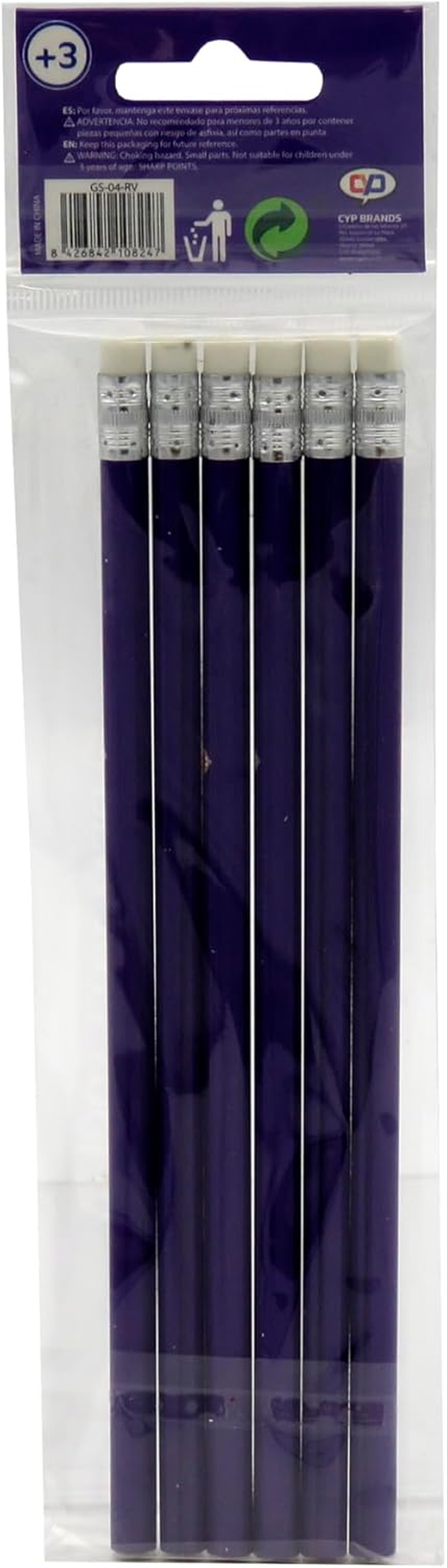 Cyp Brands Real Valladolid Stationery Set, Pencils with Eraser, Writing School Supplies, Purple Official Product image number 1