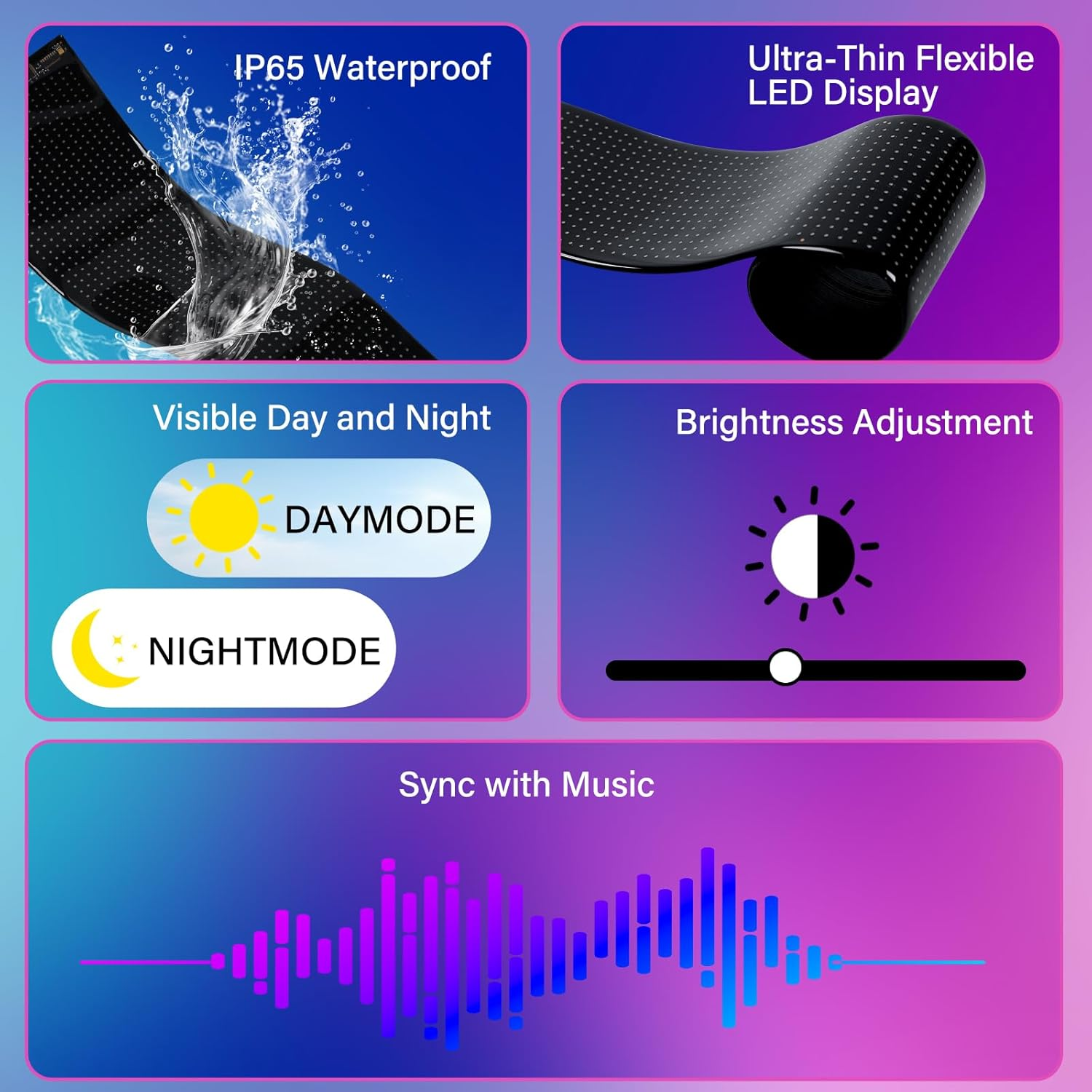 Devil Eyes Light for Car Windshield - 23.4"X4.7" Programmable RGB Accent Lights with APP Control, Custom Text & Music Sync - Easy Install Waterproof Warning Lights for Car, SUV, Truck (2-Pack)