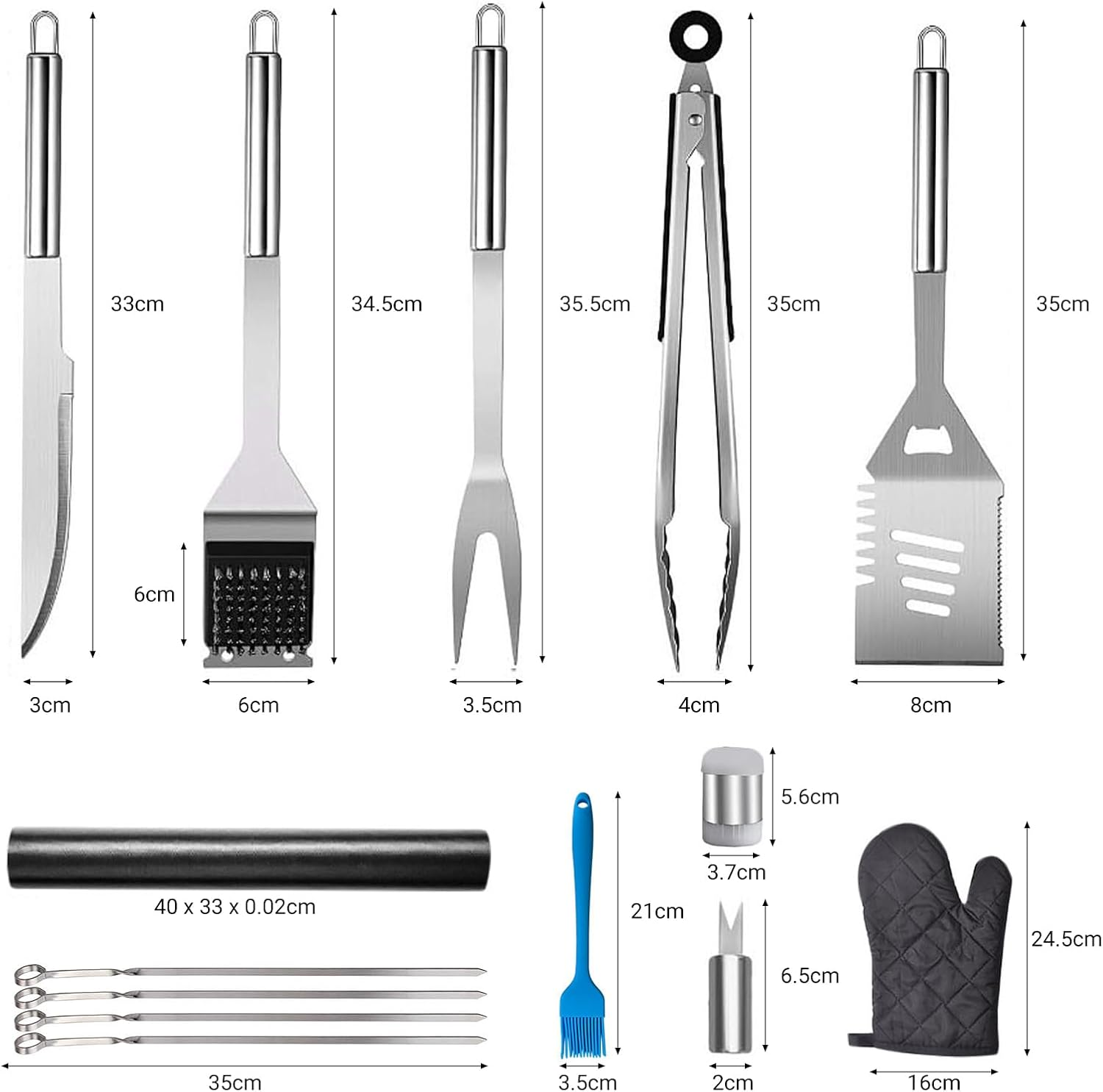 Top G 31Pcs Premium BBQ Grill Accessories Kit, Stainless Steel Grilling Tools Set with Heat-Resistant Gloves & Apron, Outdoor Cooking Essentials, Perfect for Backyard, Camping, Picnic image number 3