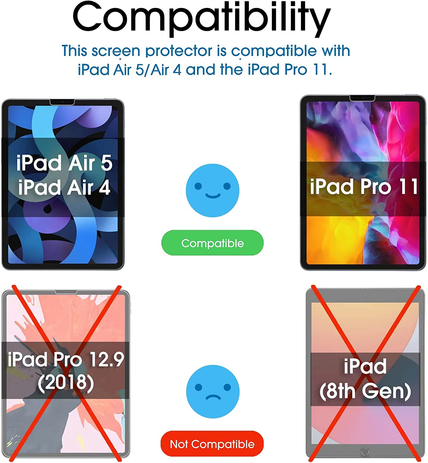 Amfilm (2 Pack) Compatible with Ipad Air 5/Air 4, Ipad Pro 11 (11") Tempered Glass Screen Protector, Ultra Sensitive, Face ID & Apple Pencil Compatible