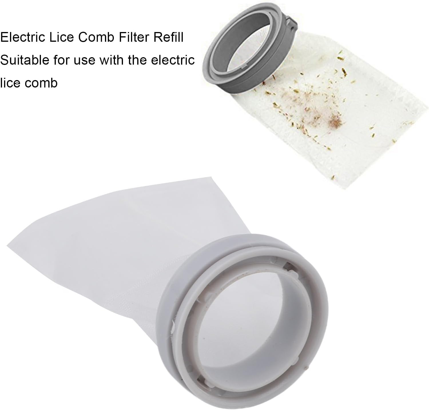 Capture Filter Refill, 10Pcs Disposable Electronic Head Lice Comb Filters Easy to Use Head Lice and Nit Capture Filters with Translucent Mesh, Semi Transparent Mesh