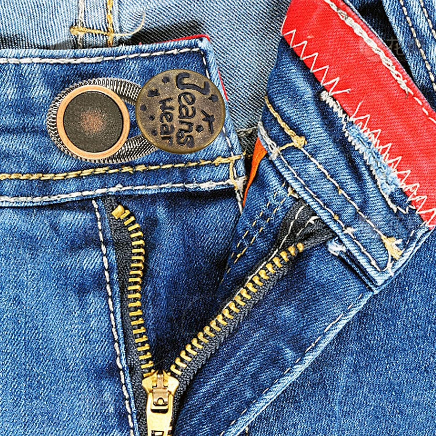 Pants Button Extender, Retractable Pants Waist Extender Button Adjuster for Jeans, Reusable Jeans Button Extender Jean Waist Stretcher for Women Men image number 1