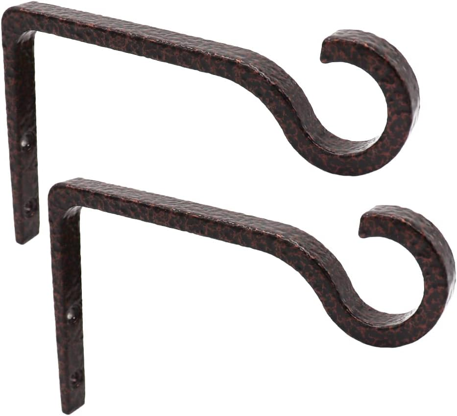 Hanging Plant Bracket 6Inch Metal Plant Hook Shepherds Hook Decorative Wall Plant Hanger for Hanging Lanterns, Bird Feeder, Flower Basket, Home Decor Indoor & Outdoor 2 Pack (Black)