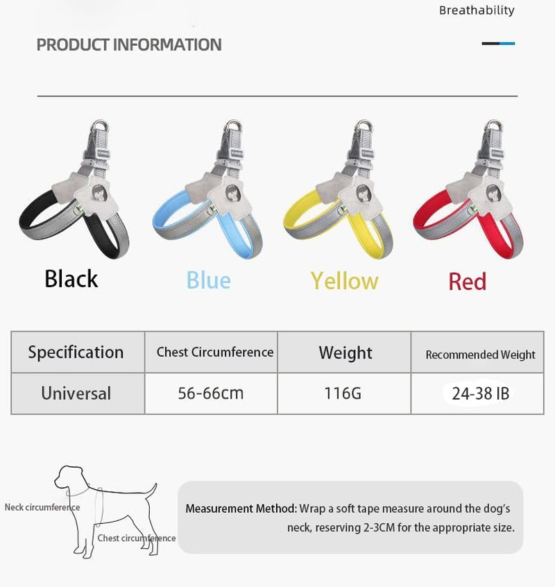 Glow-In-The-Dark Small Dog Harness and Leash Set, Reflective Nylon and Terylene Adjustable Lead for Night Safety - Red image number 5