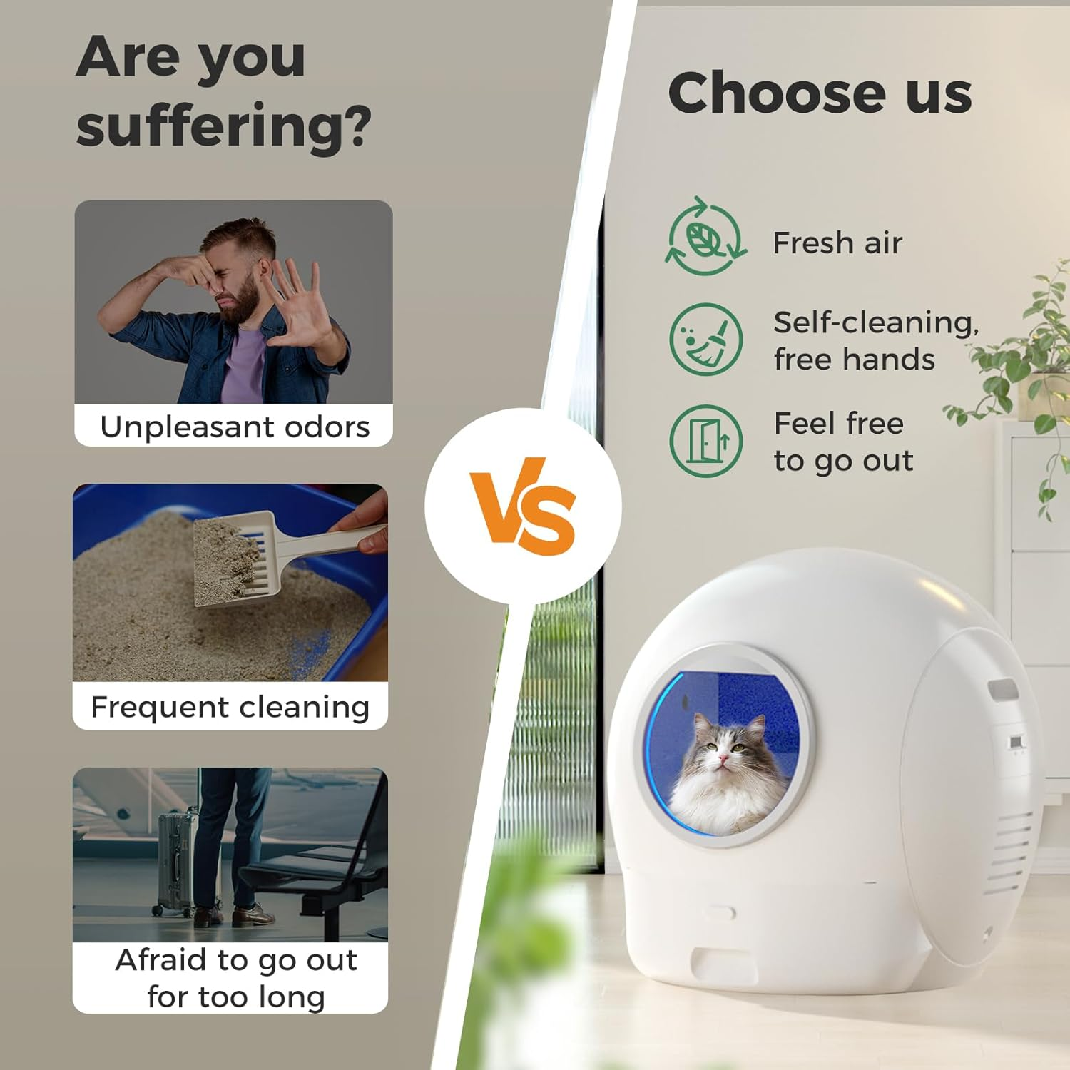 Pawz Self Cleaning Cat Litter Box, Automatic Cat Litter Box for Multiple Cats, App Control with Health Monitoring, Odor Control and Hands-Free, Extra Large Cat Litter Tray (White)