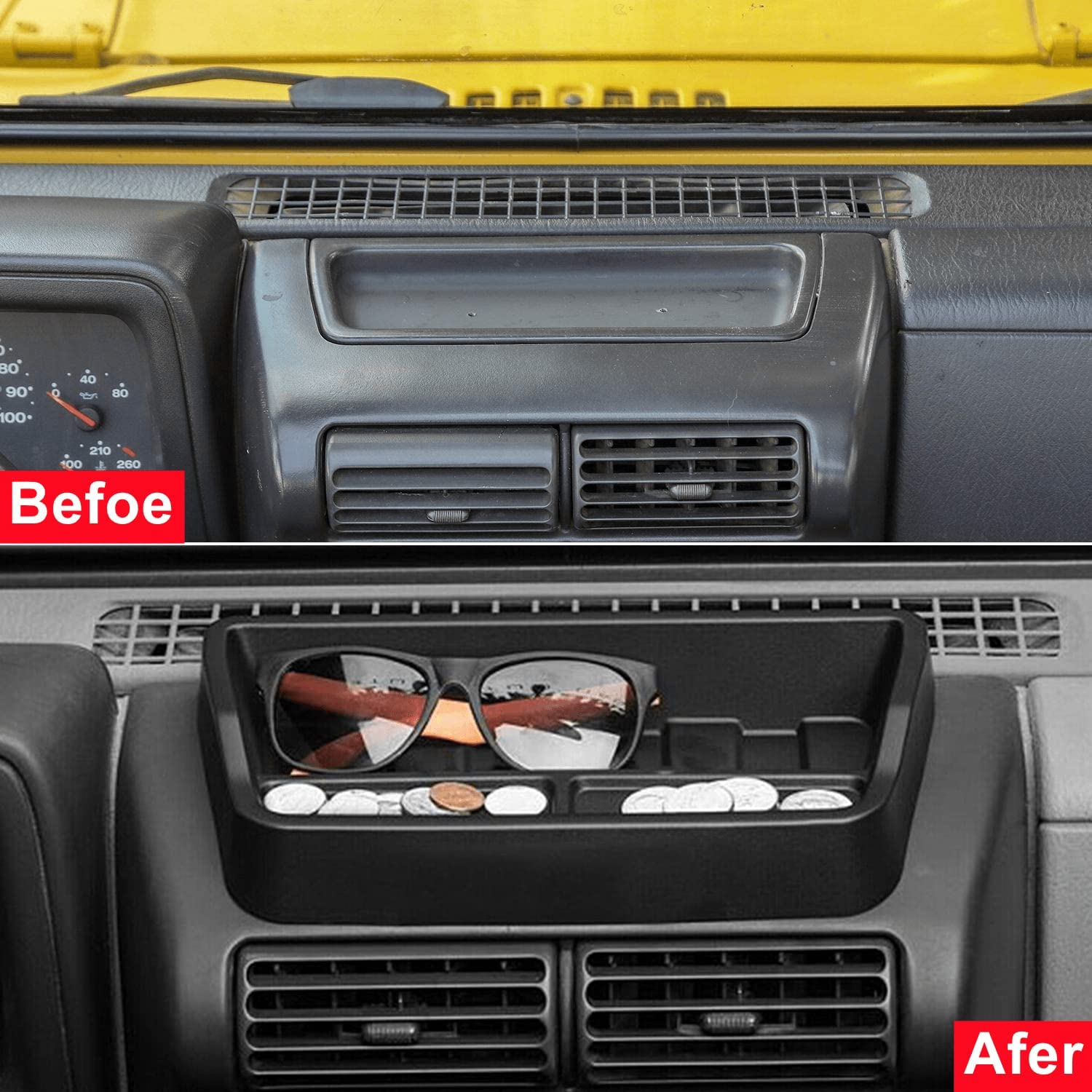 POETRYXIAO Dashboard Storage Box Organizer Tray for 1997-2006 Jeep Wrangler Tj,Interior Accessories image number 4
